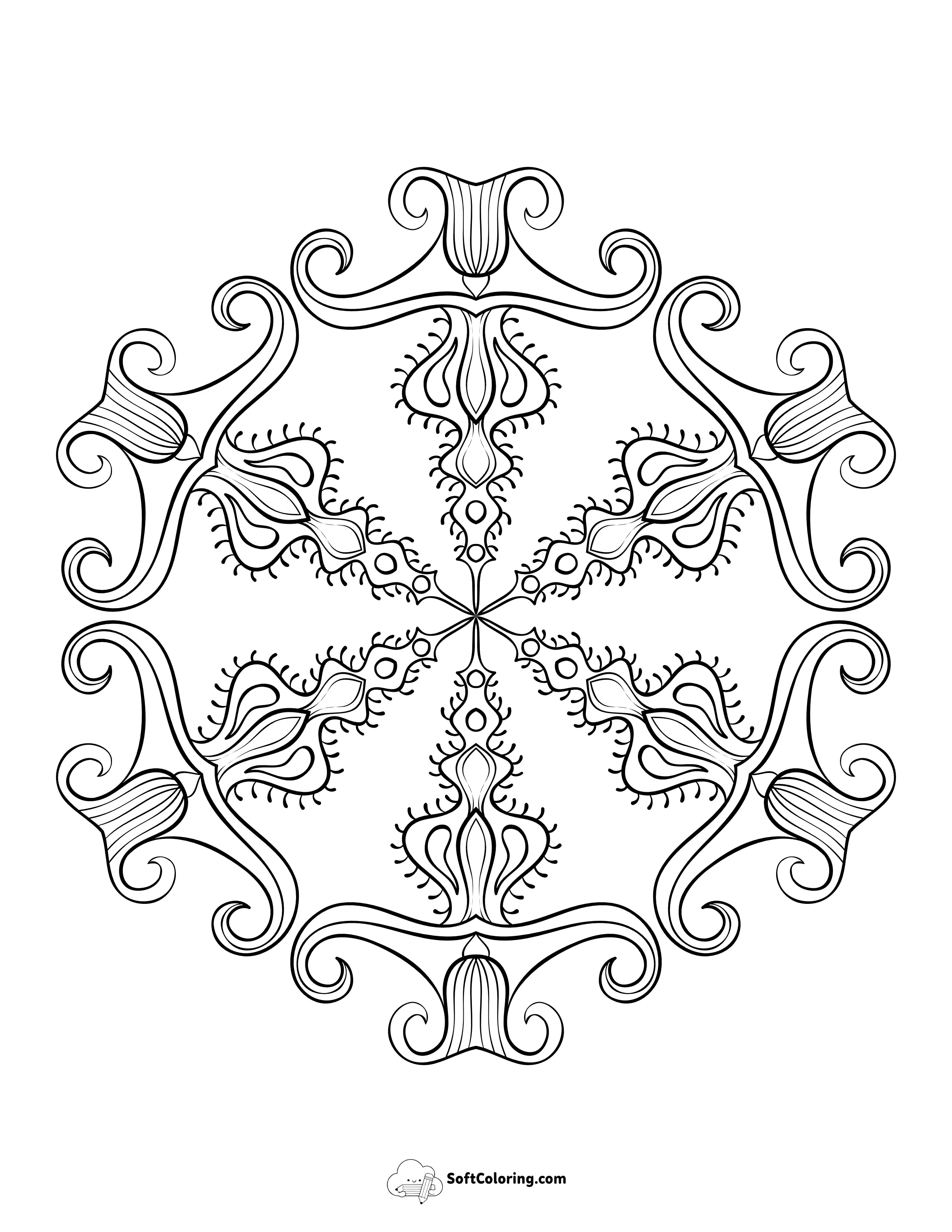 Patterned Snowflake To Color