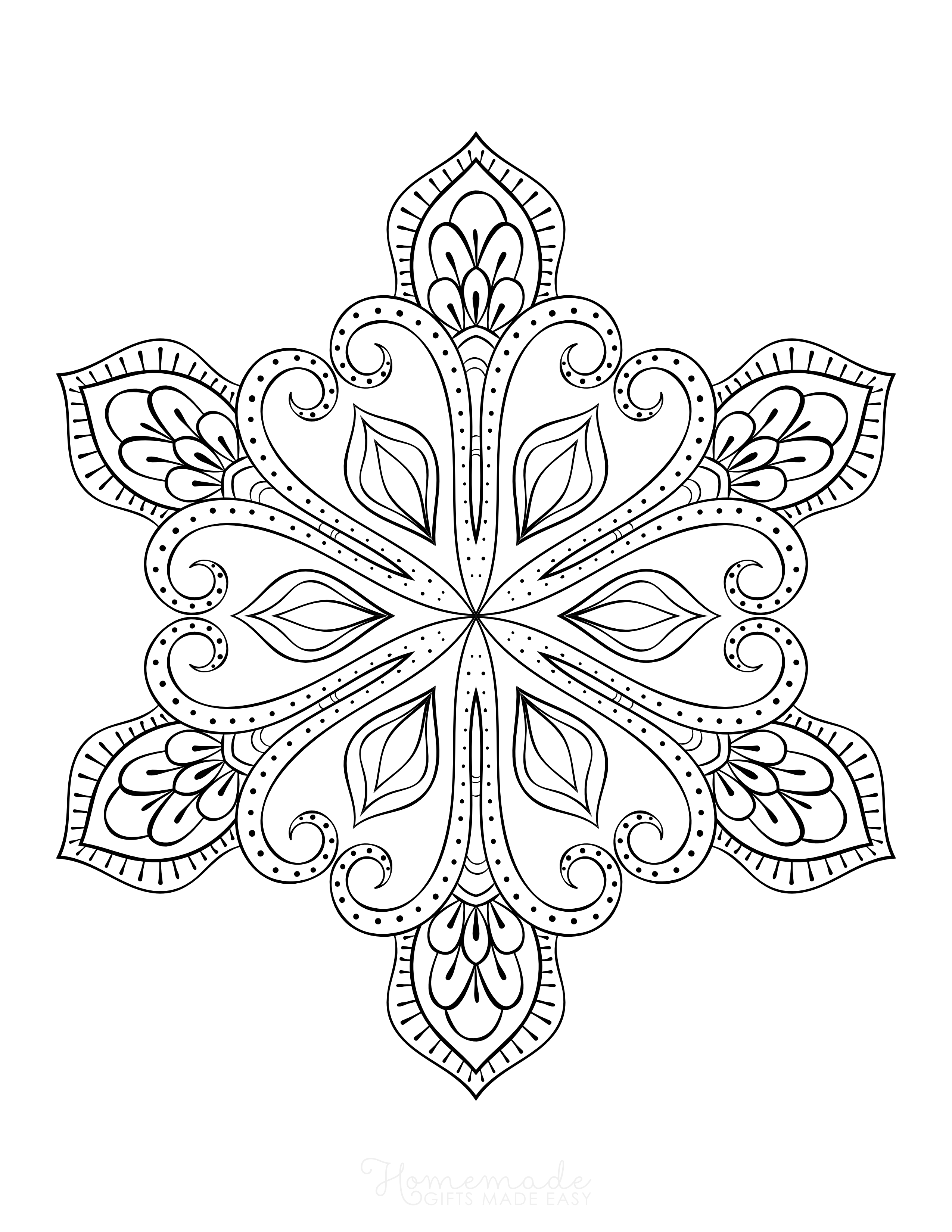 Intricate Geometric Snowflake Outline