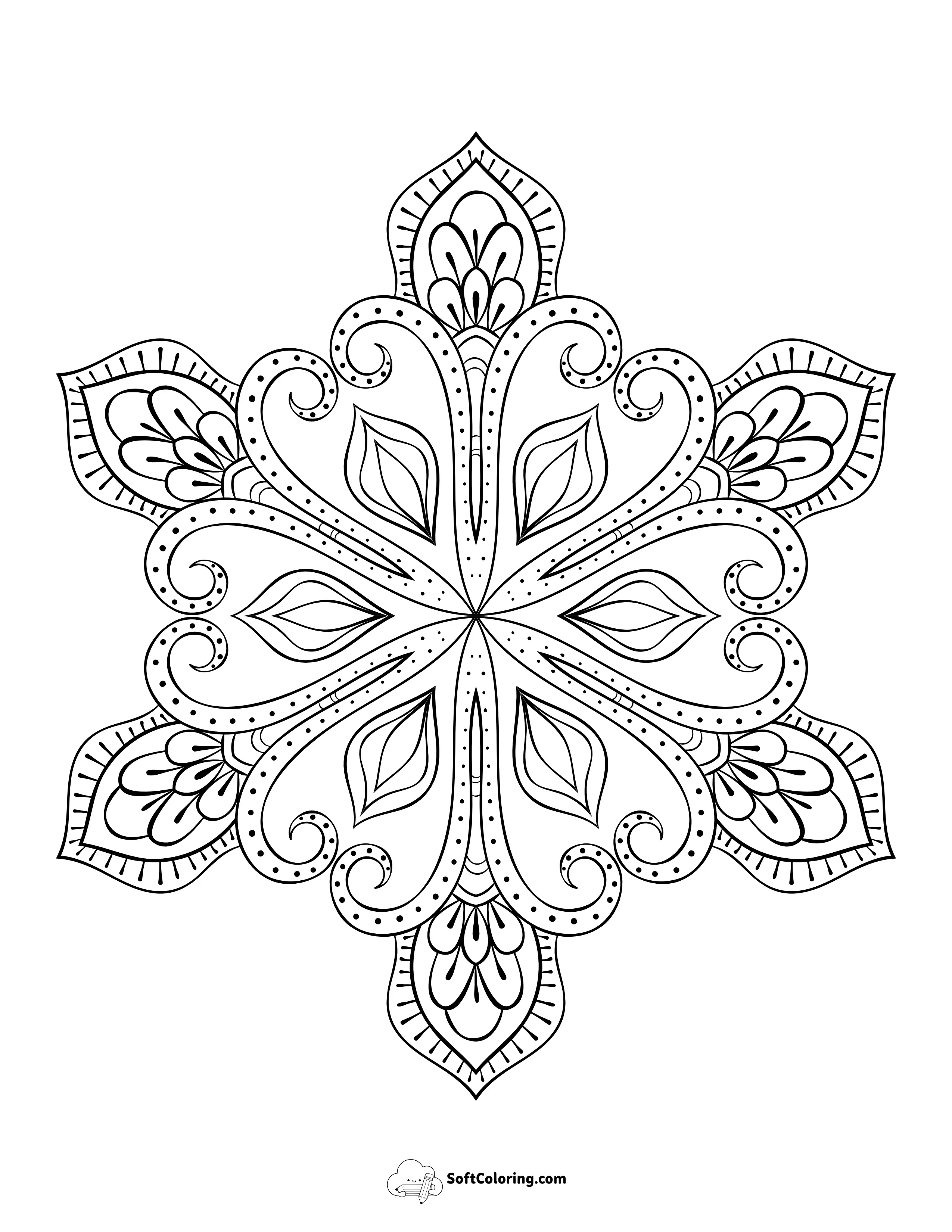 Intricate Geometric Snowflake Outline
