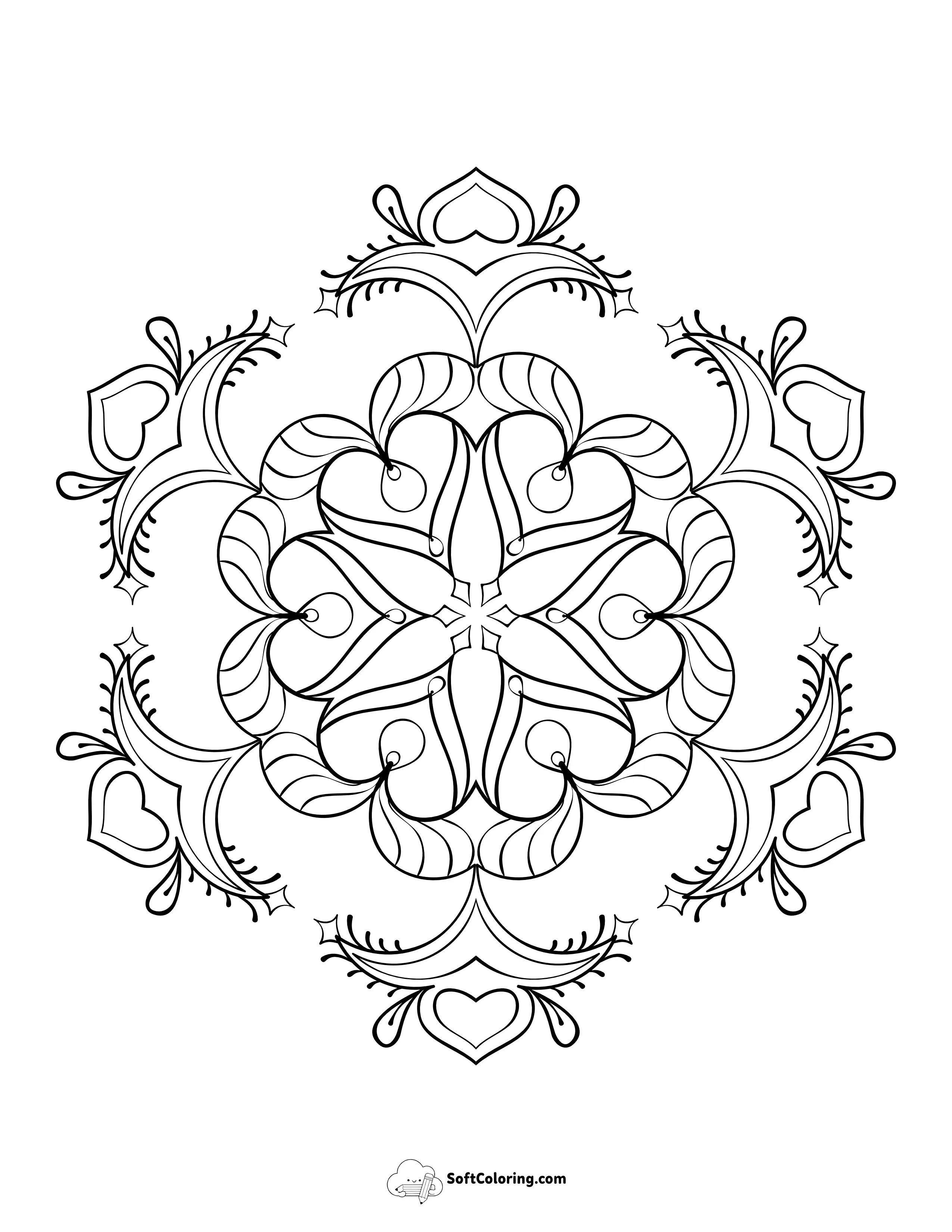 Patterned Snowflake Coloring Sheet