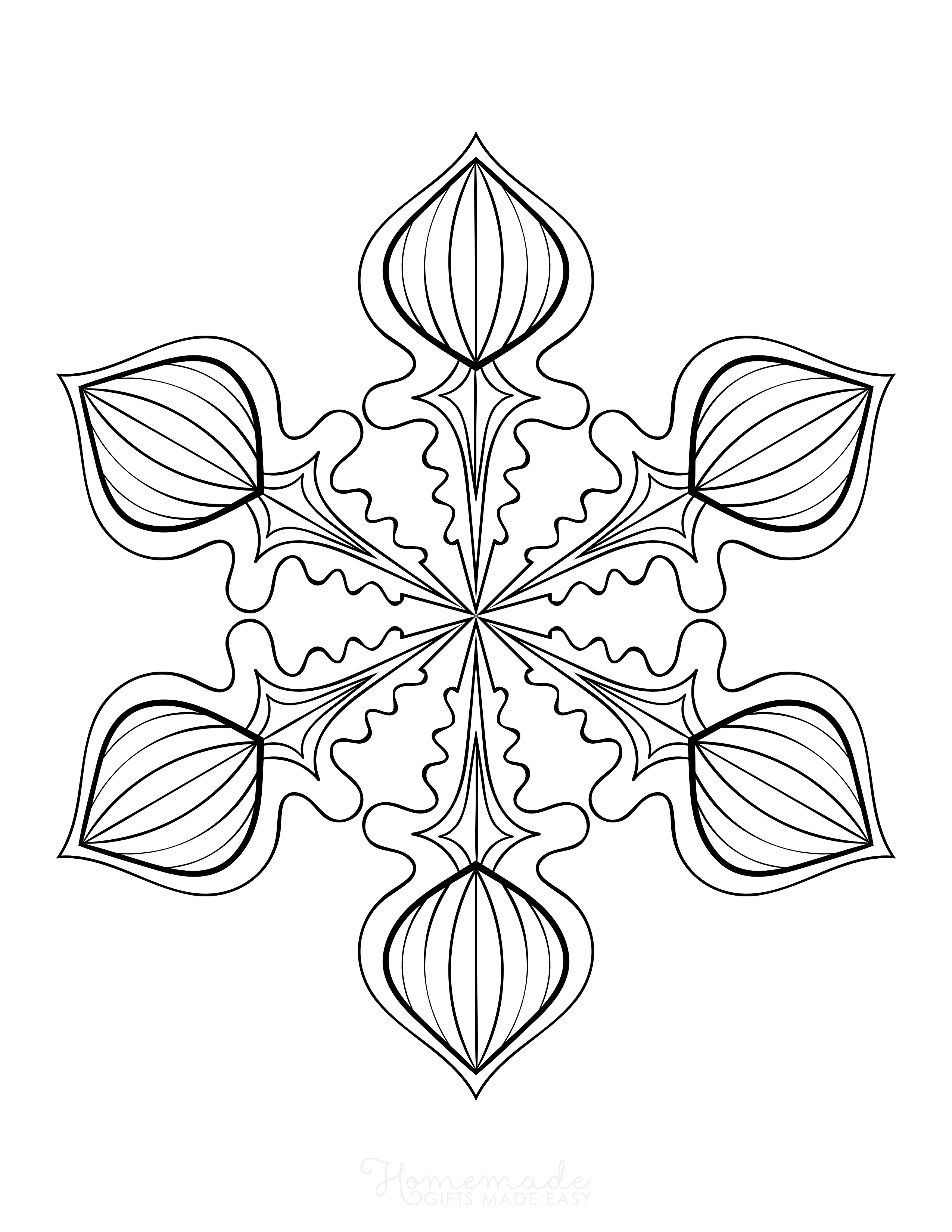 Intricate Snowflake Outline to Color