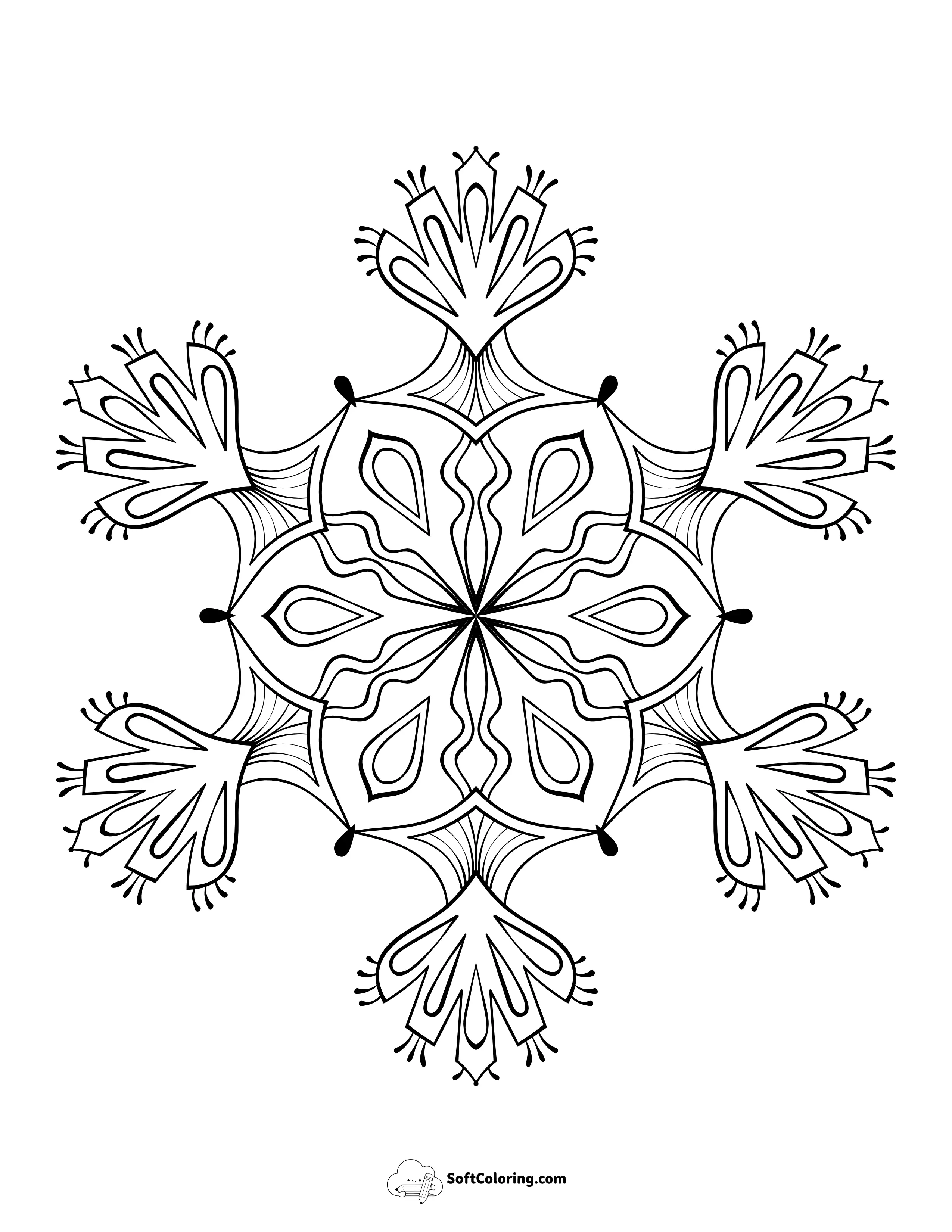 Detailed Snowflake Coloring Page