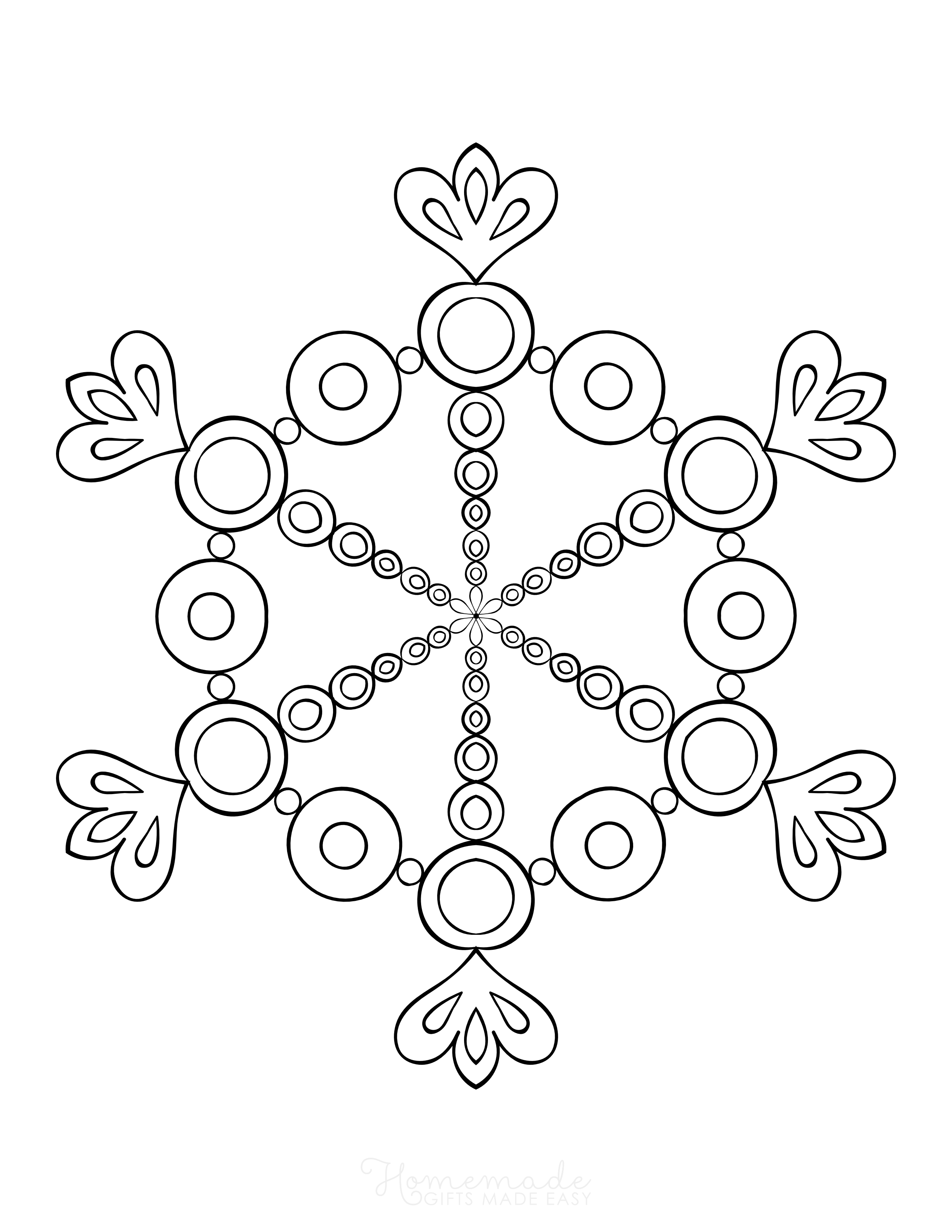 Pretty Snowflake Outline to Color