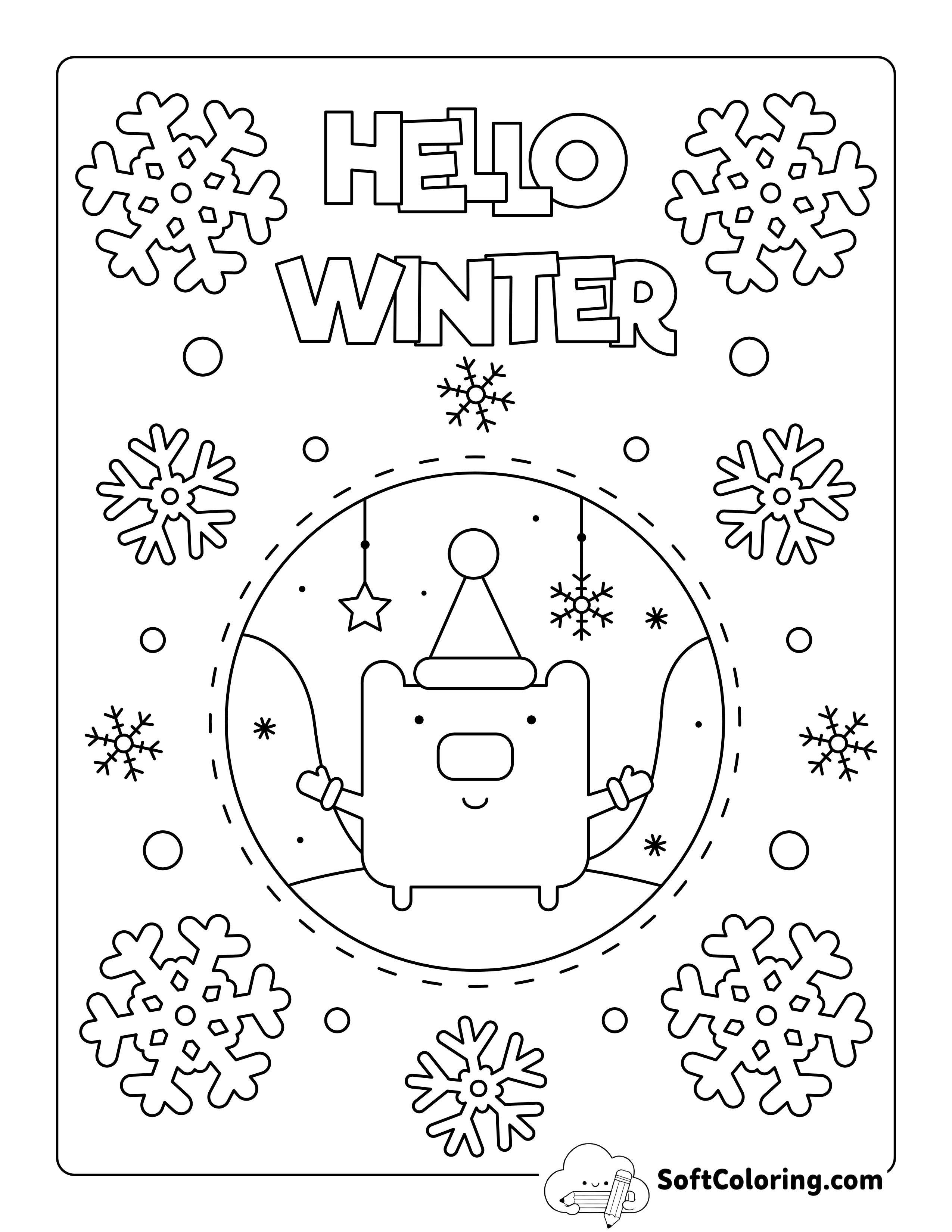 Hello Winter Coloring Page for Kids