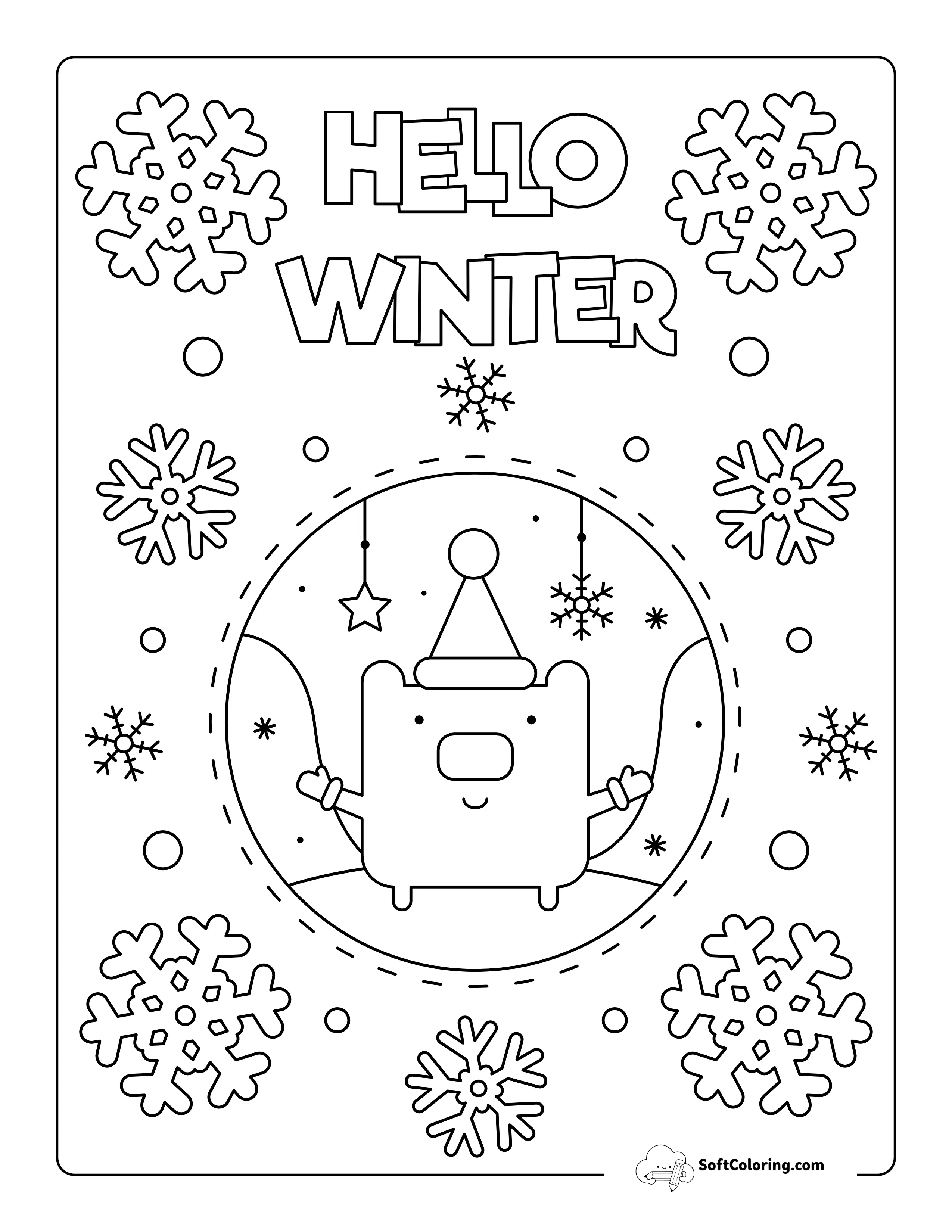 Hello Winter Coloring Page For Kids
