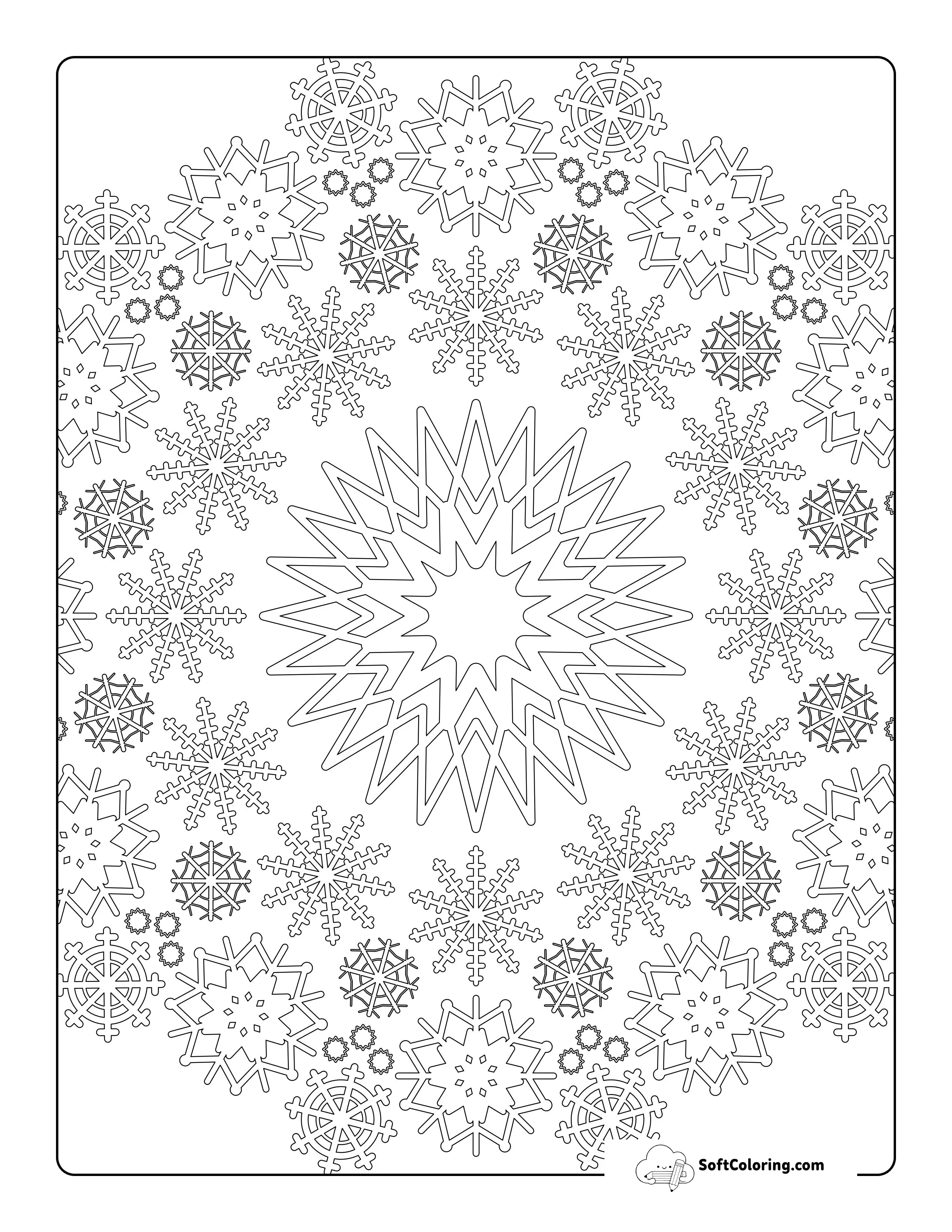 Snowflakes Mandala Picture To Color