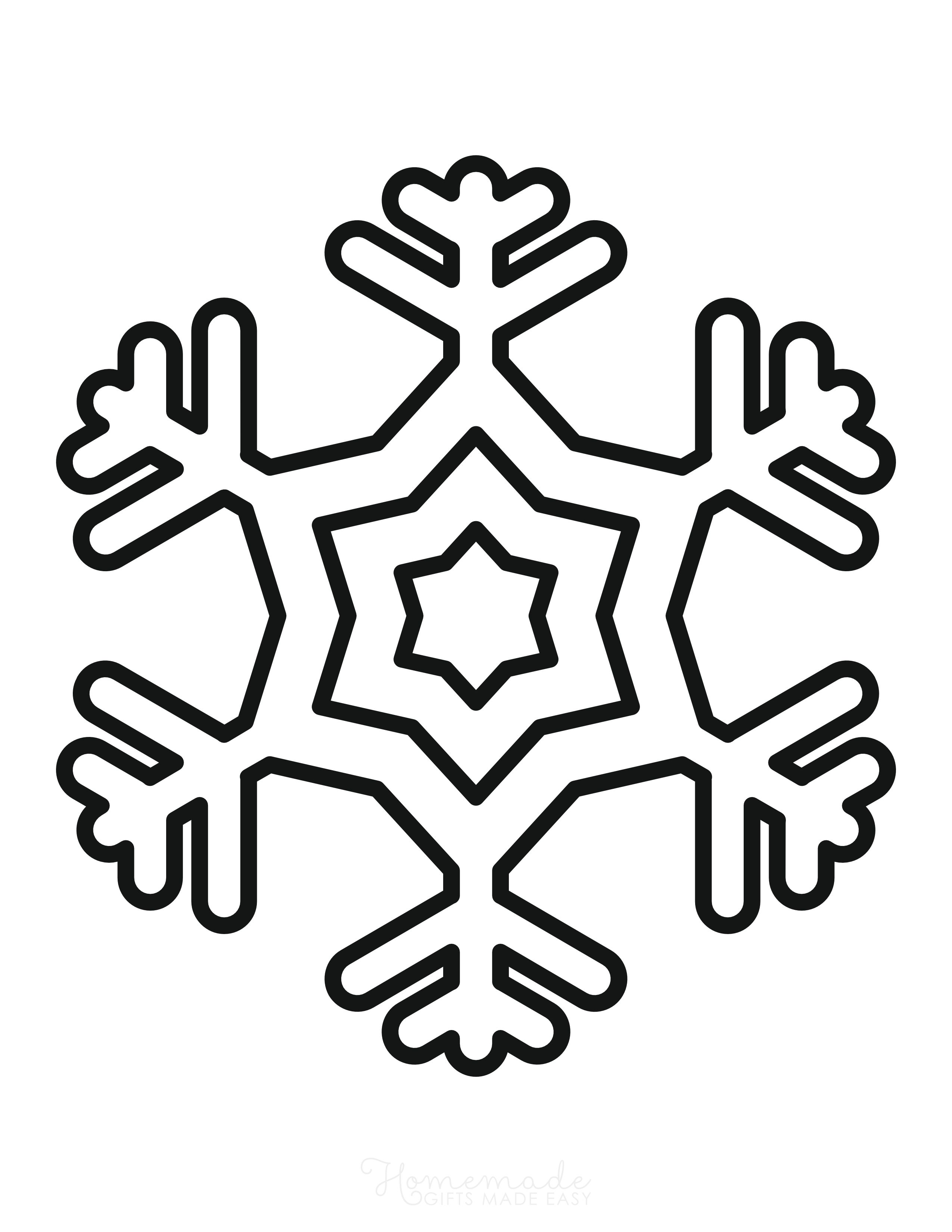 Classic Snowflake Outline to Color
