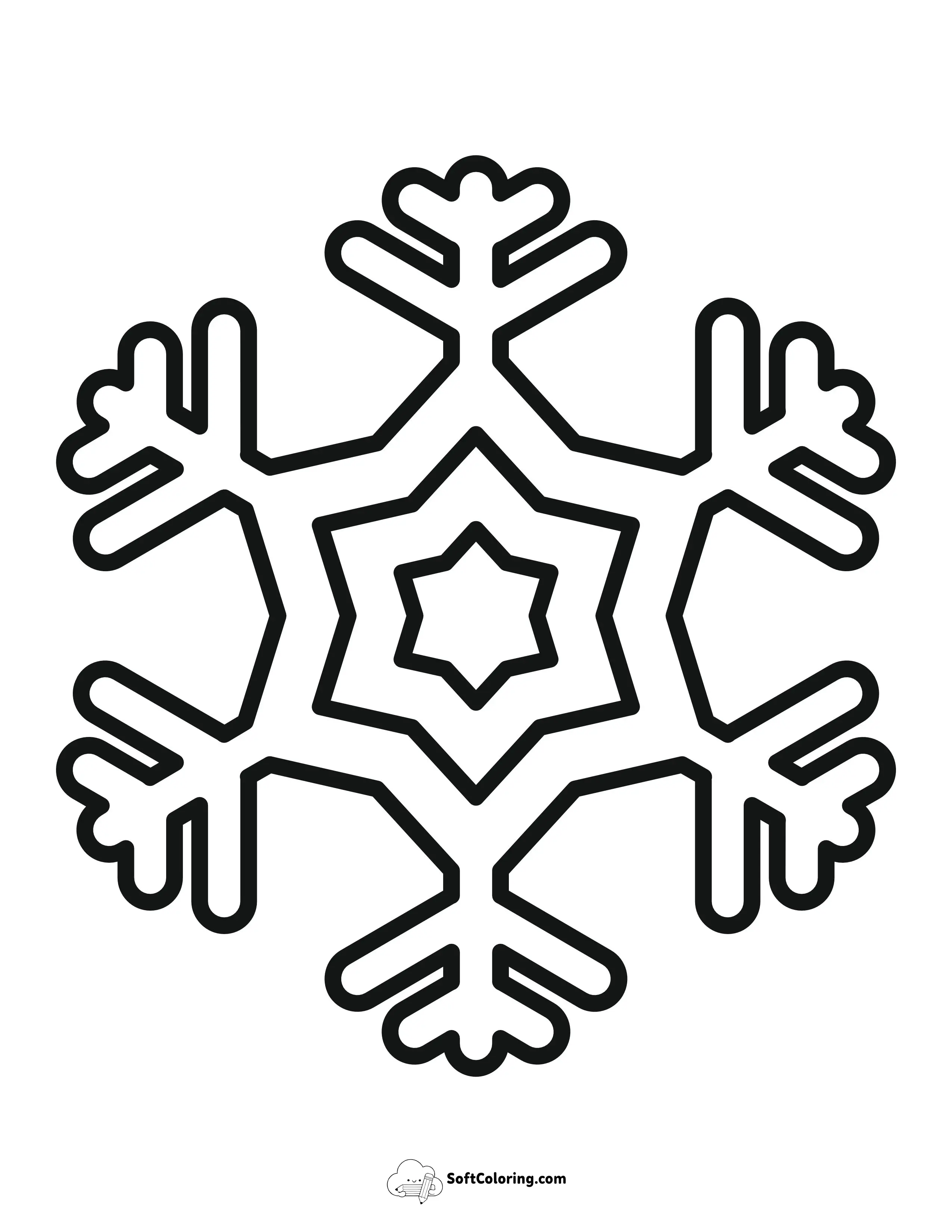 Classic Snowflake Outline To Color