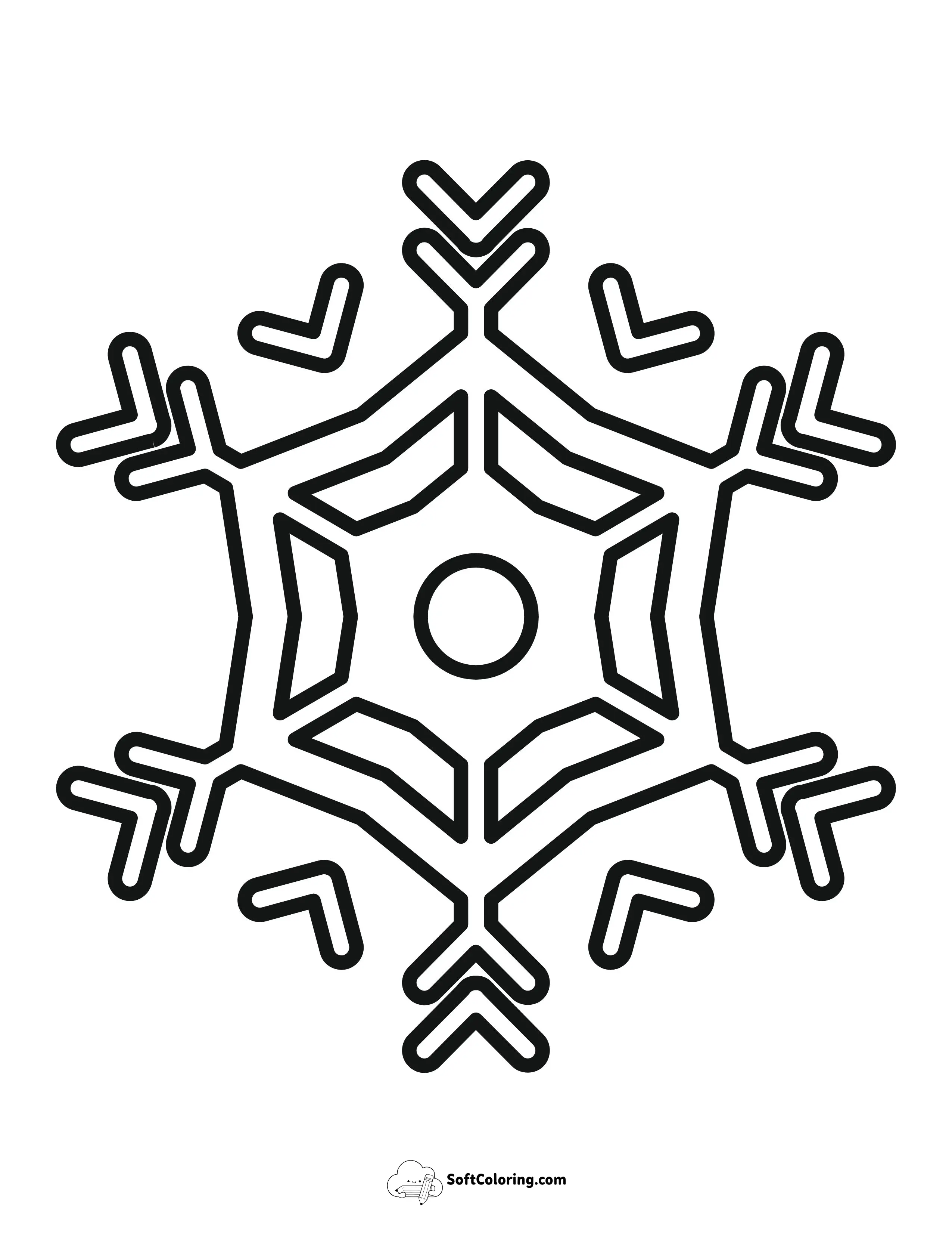 Simple Snowflake Outline To Color