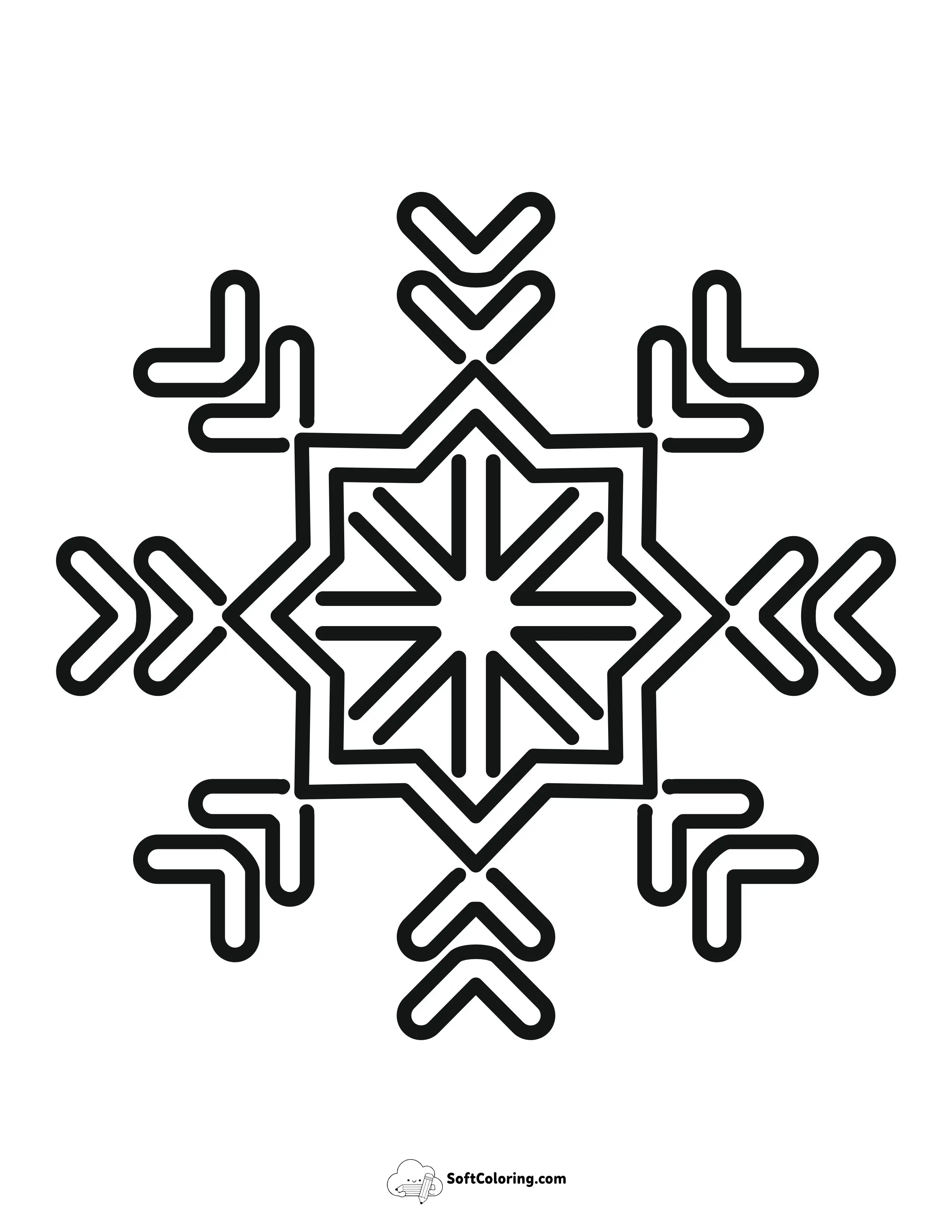 Easy Snowflake Coloring Page