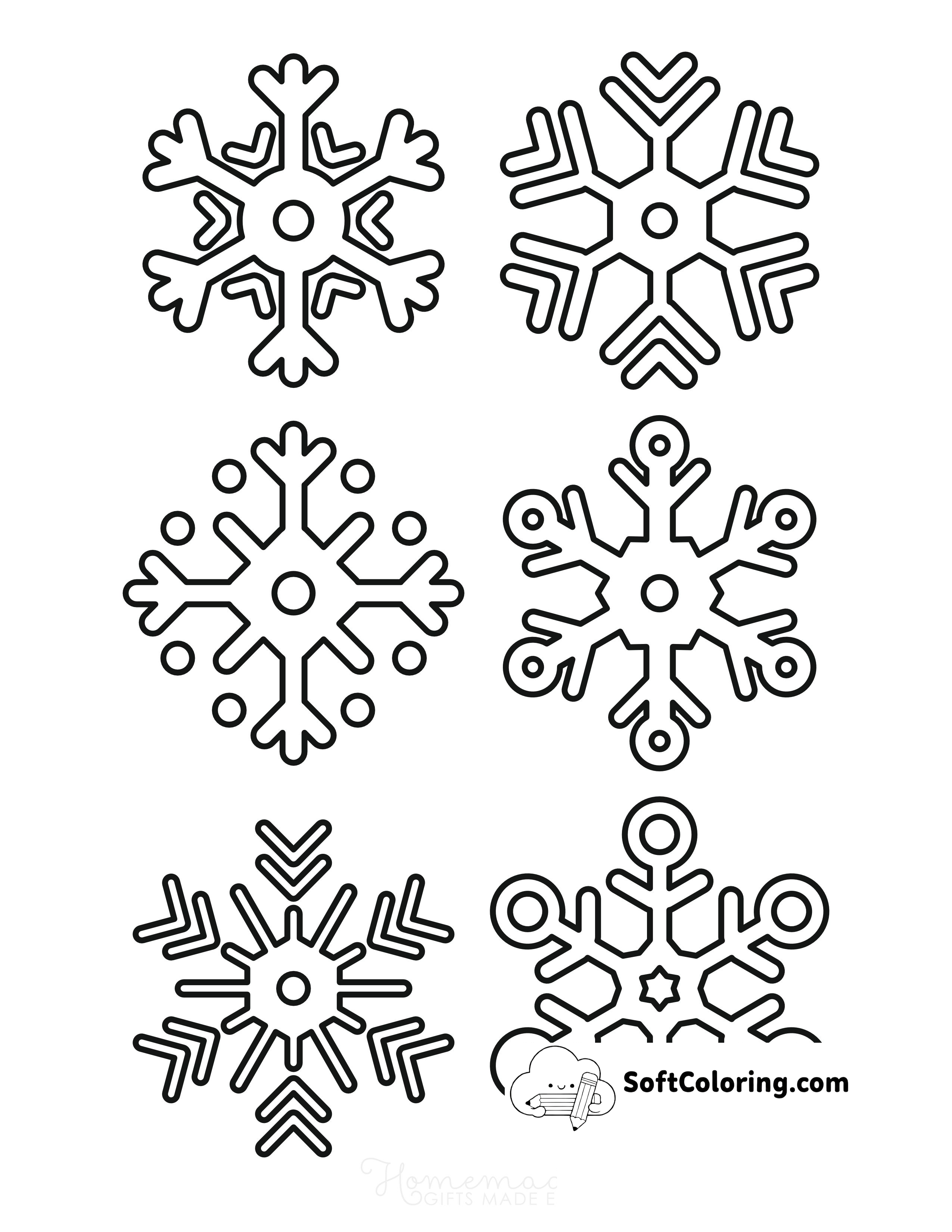 6 Small Snowflake Outlines