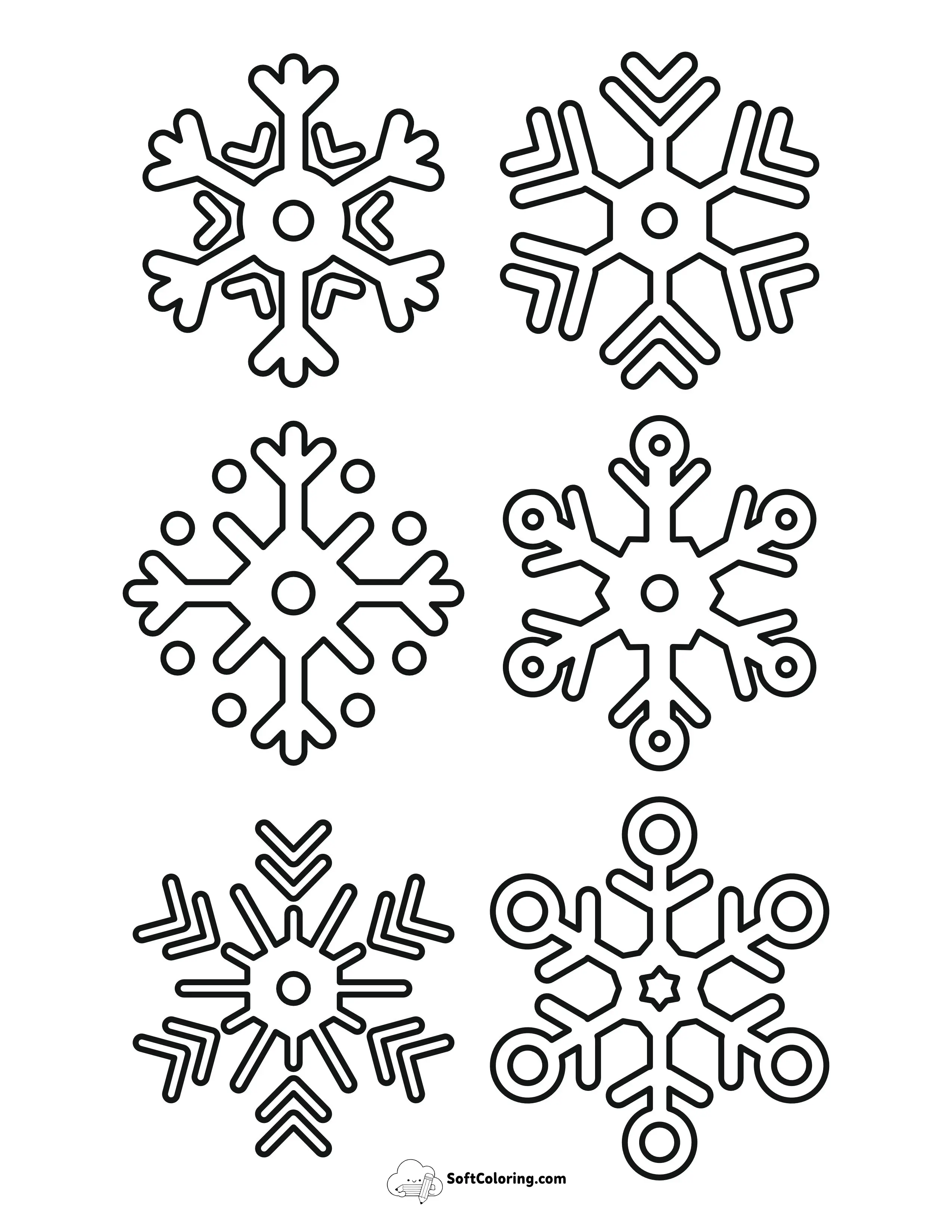 6 Small Snowflake Outlines