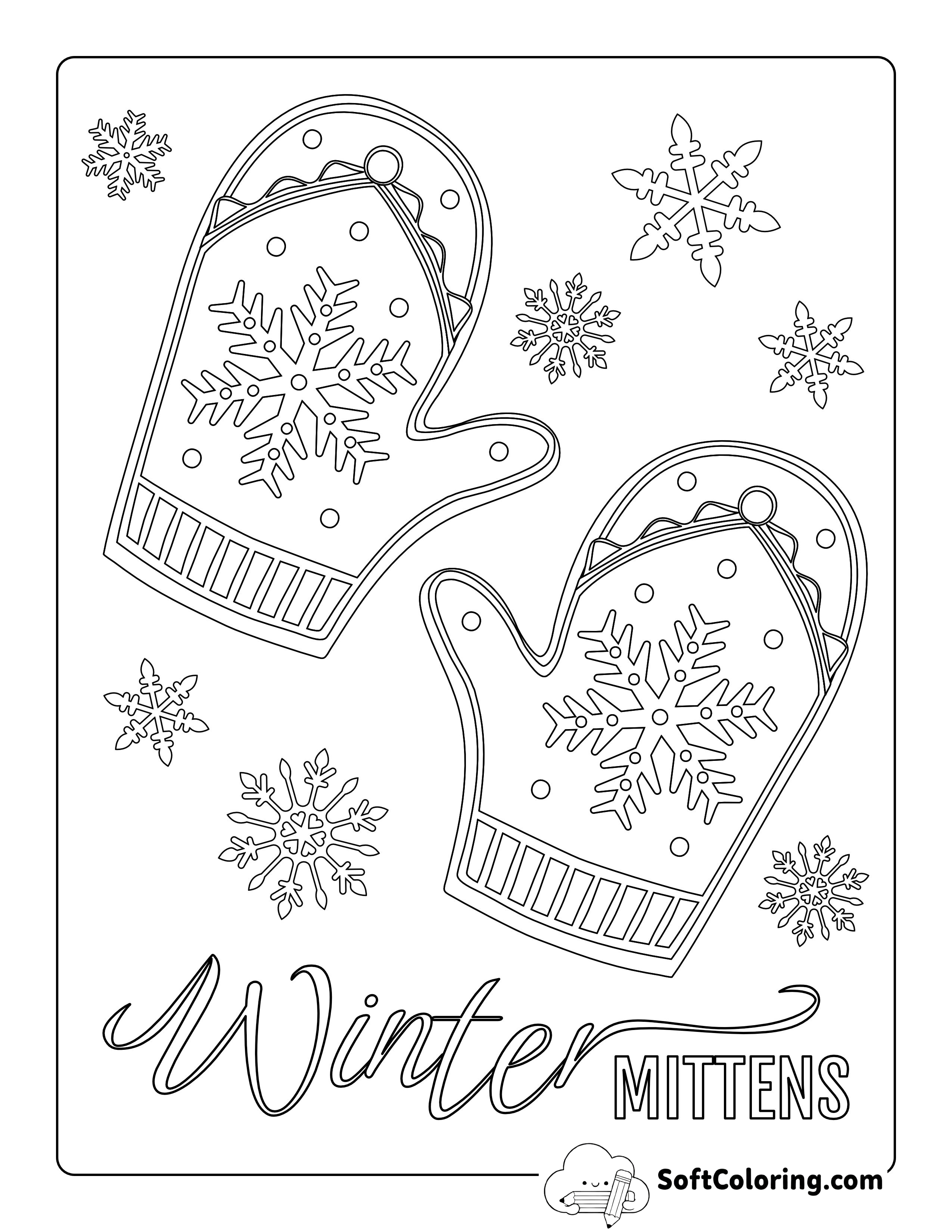 Winter Mittens with Snowflakes PDF