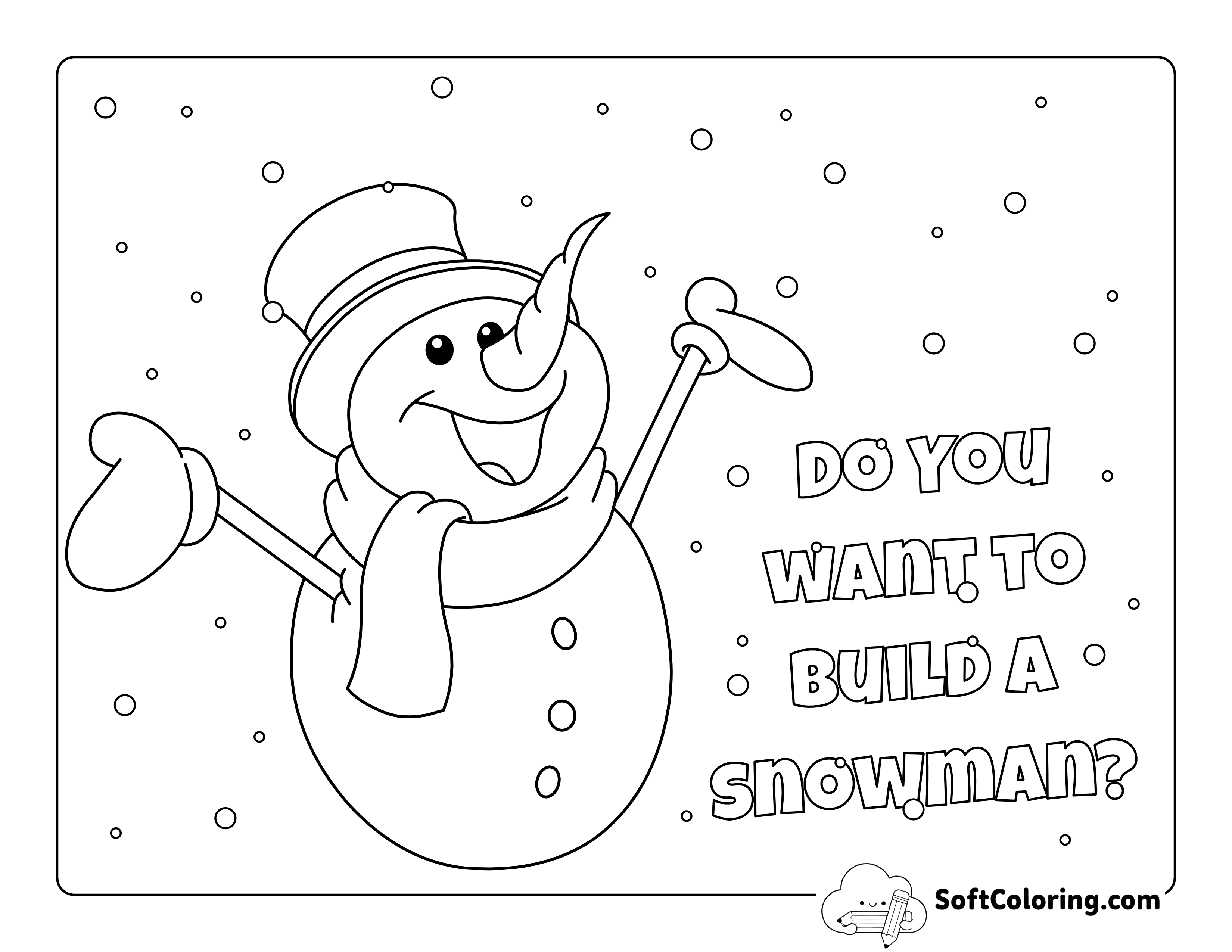 Happy Snowman Coloring Page