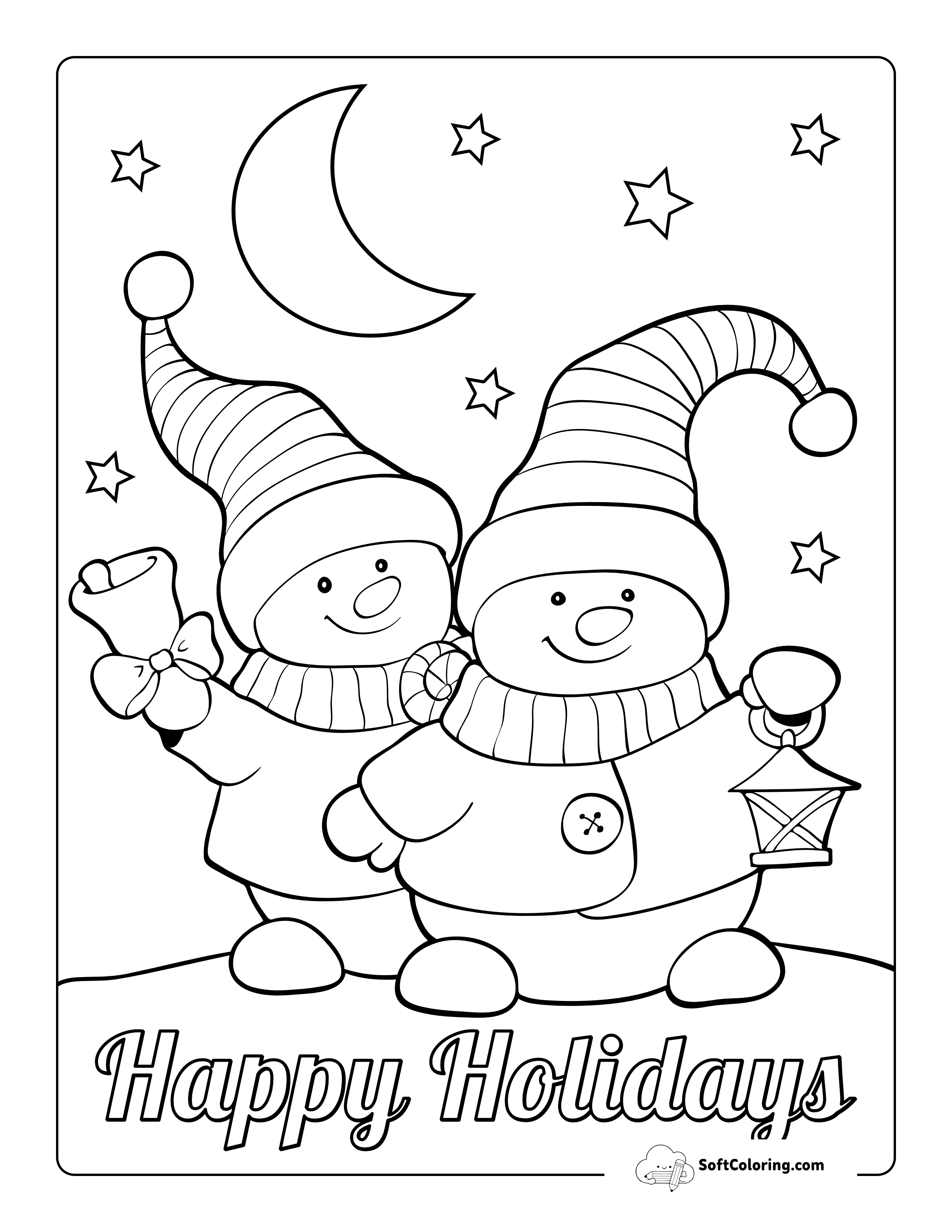 Cute Snowmen Coloring Page