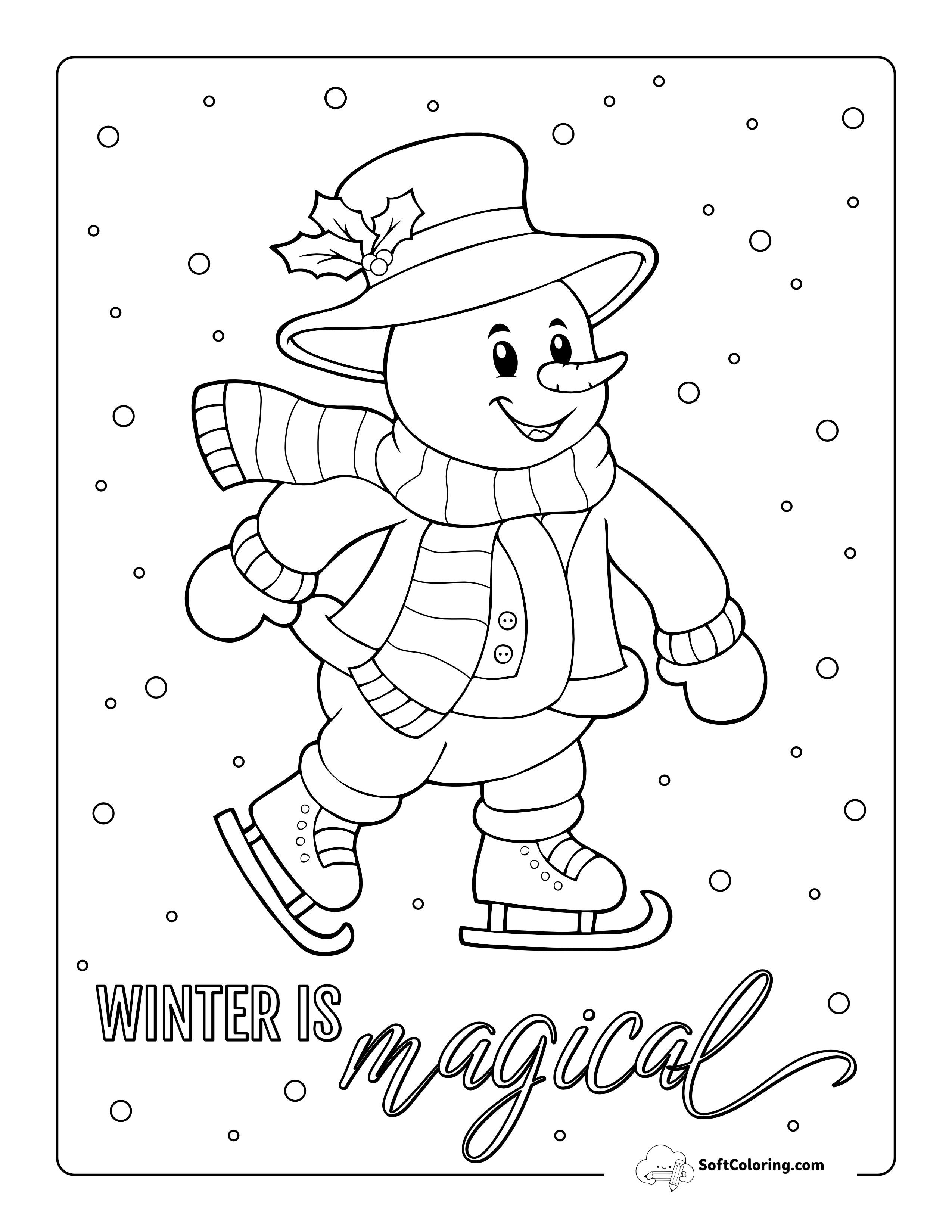 Snowman With Top Hat Ice-Skating