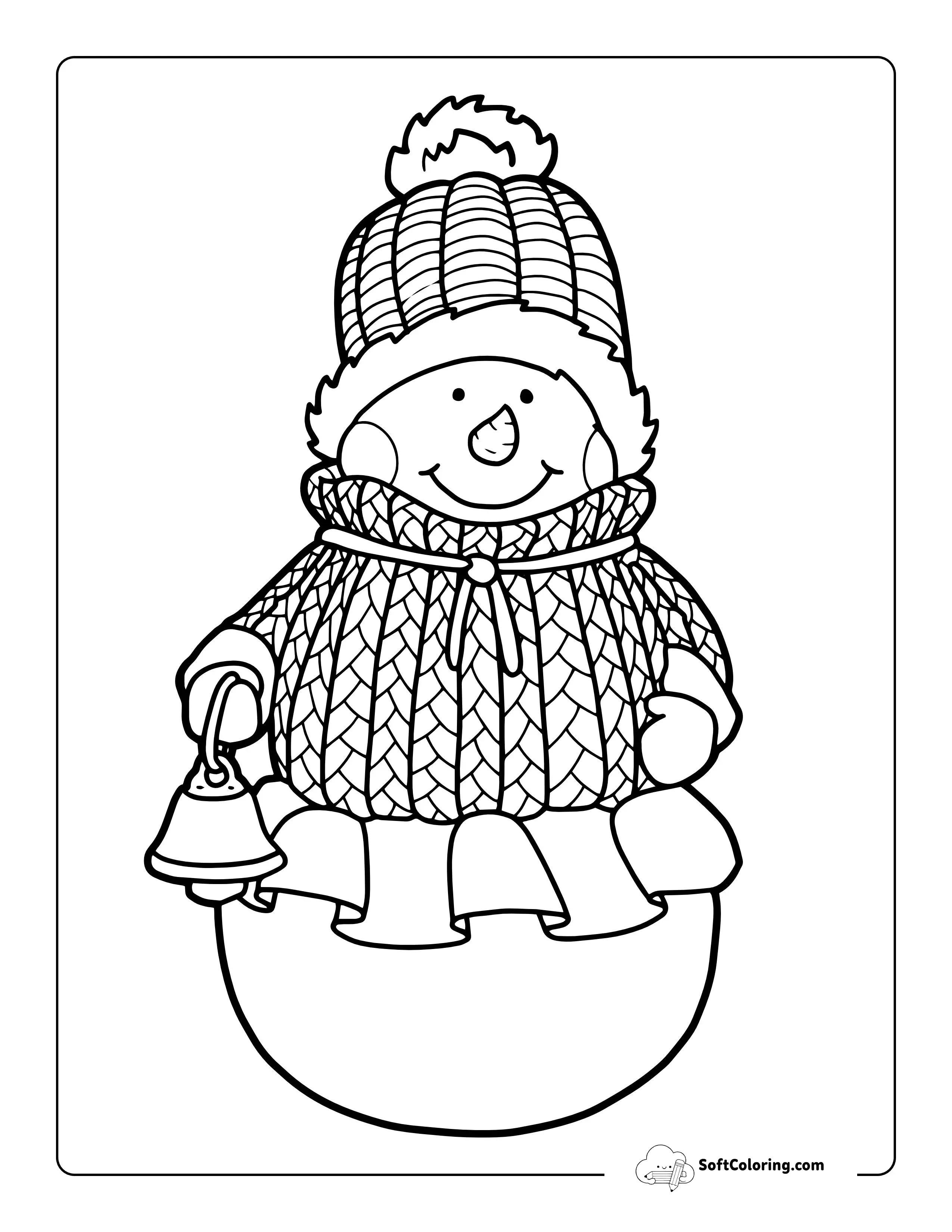 Snowman Wearing Knitted Sweater Coloring Sheet