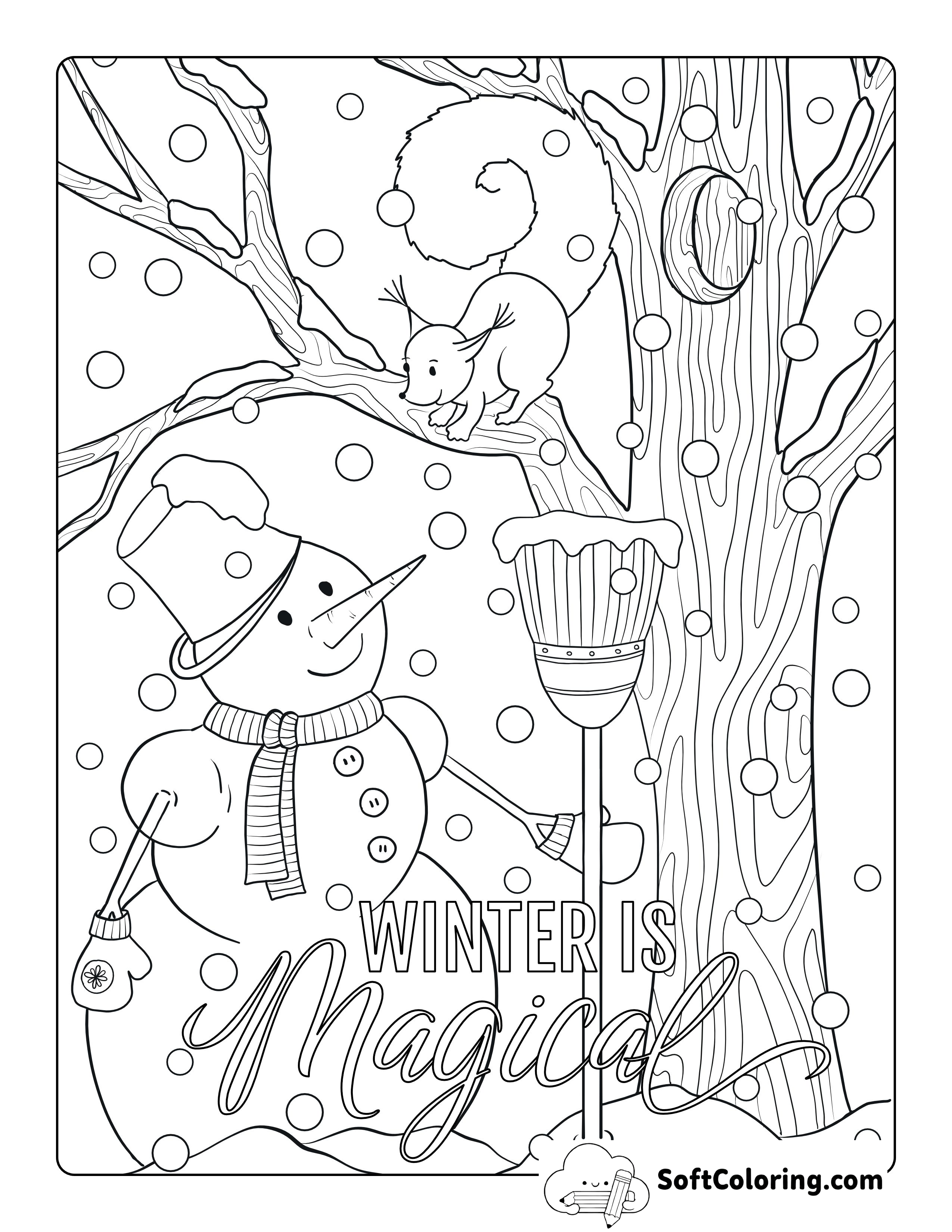 Winter Snowman Coloring Page