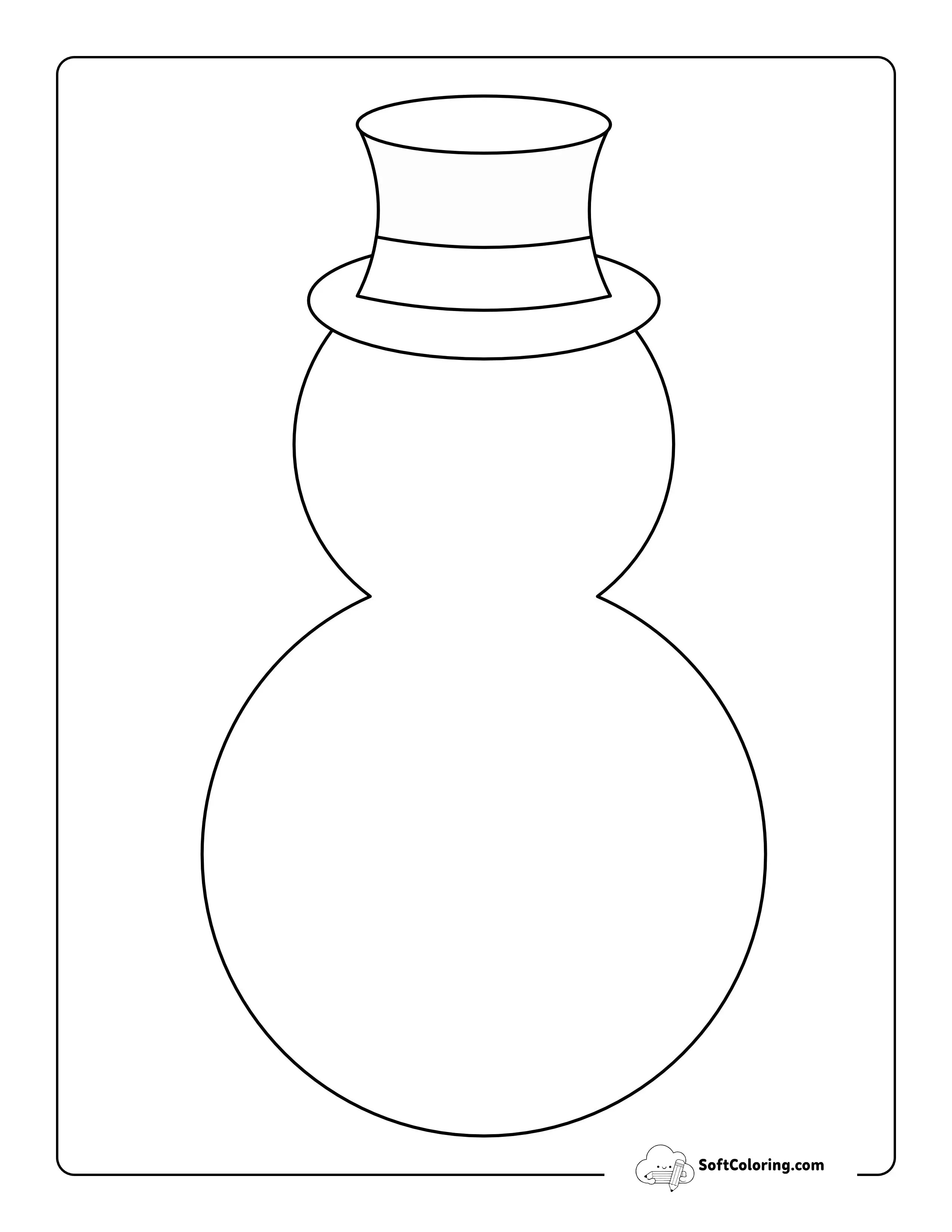 Snowman Template With Hat - Large