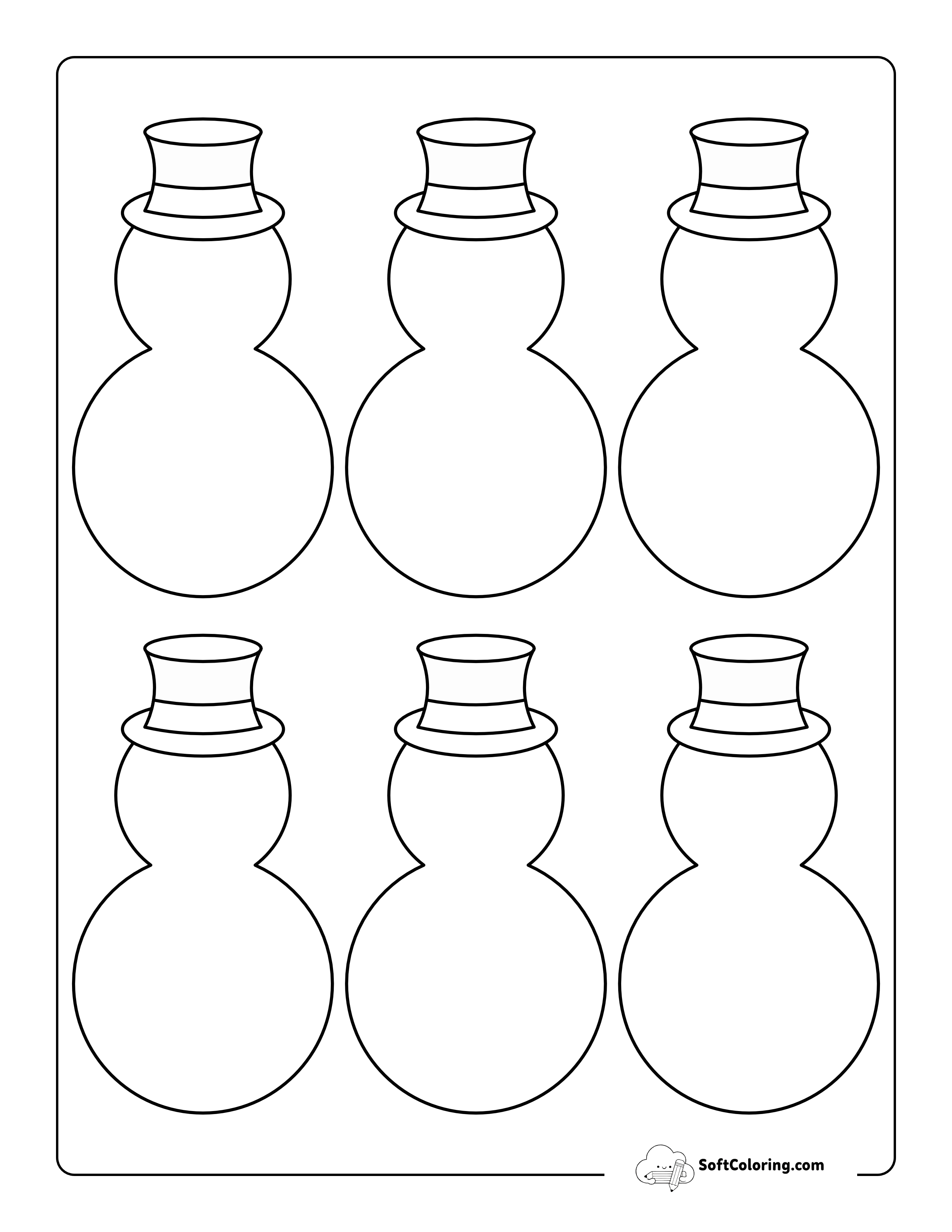 Snowman Template With Hat - Small