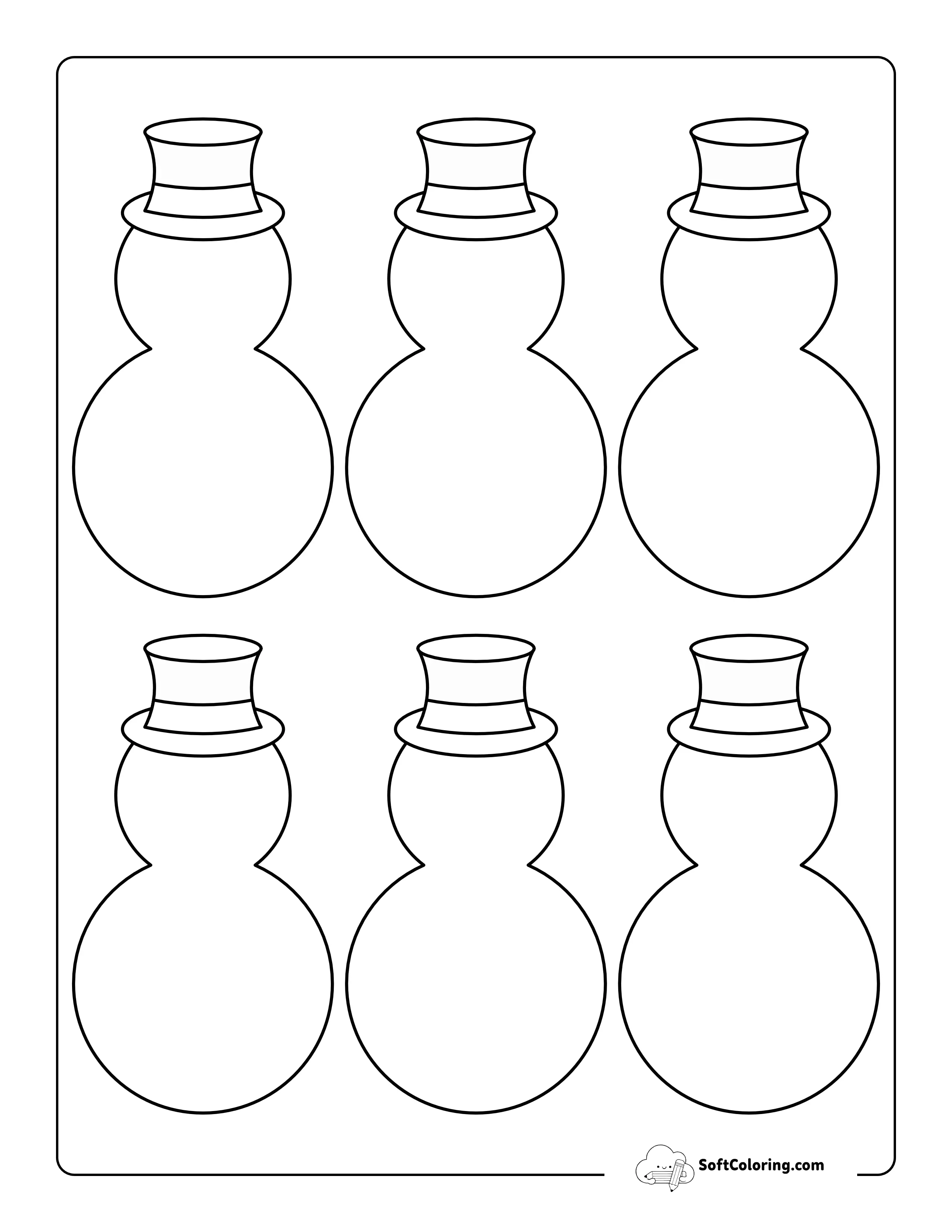 Snowman Template With Hat - Small