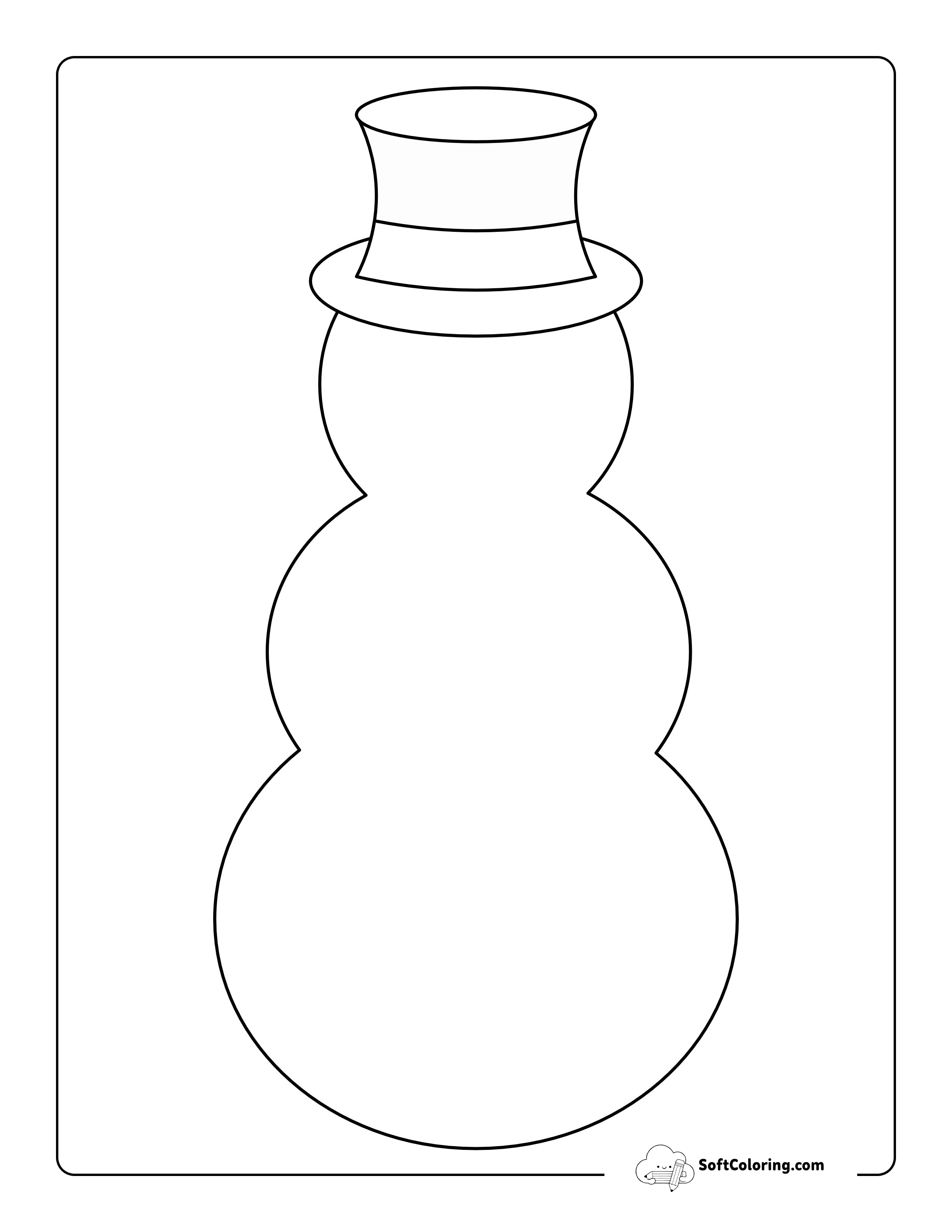 Snowman Outline With Hat - Large