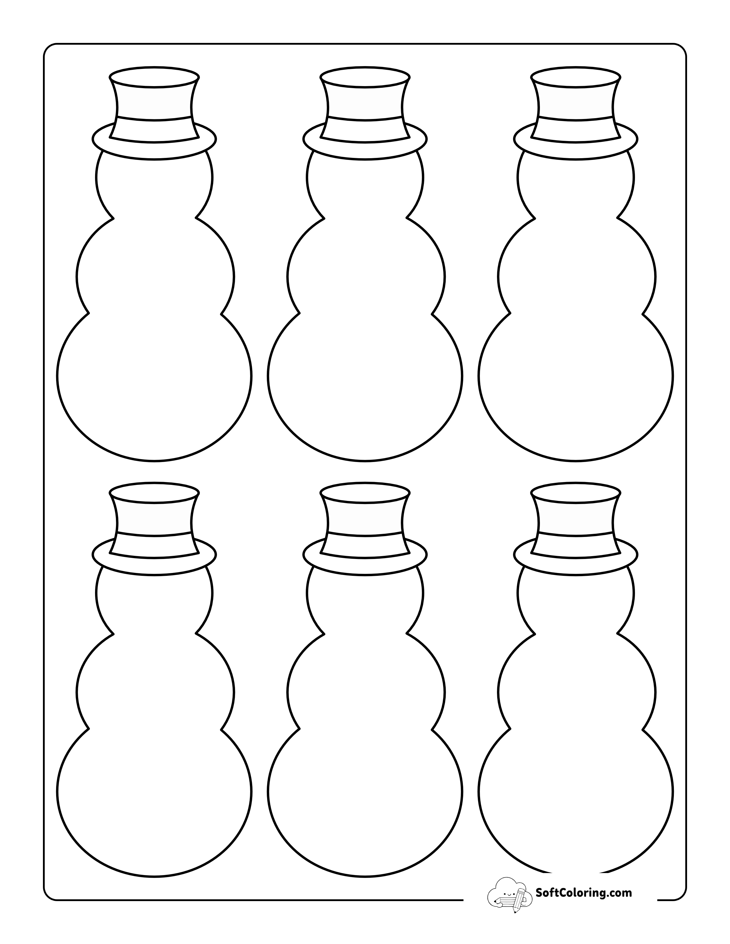 Snowman Outline With Hat - Small