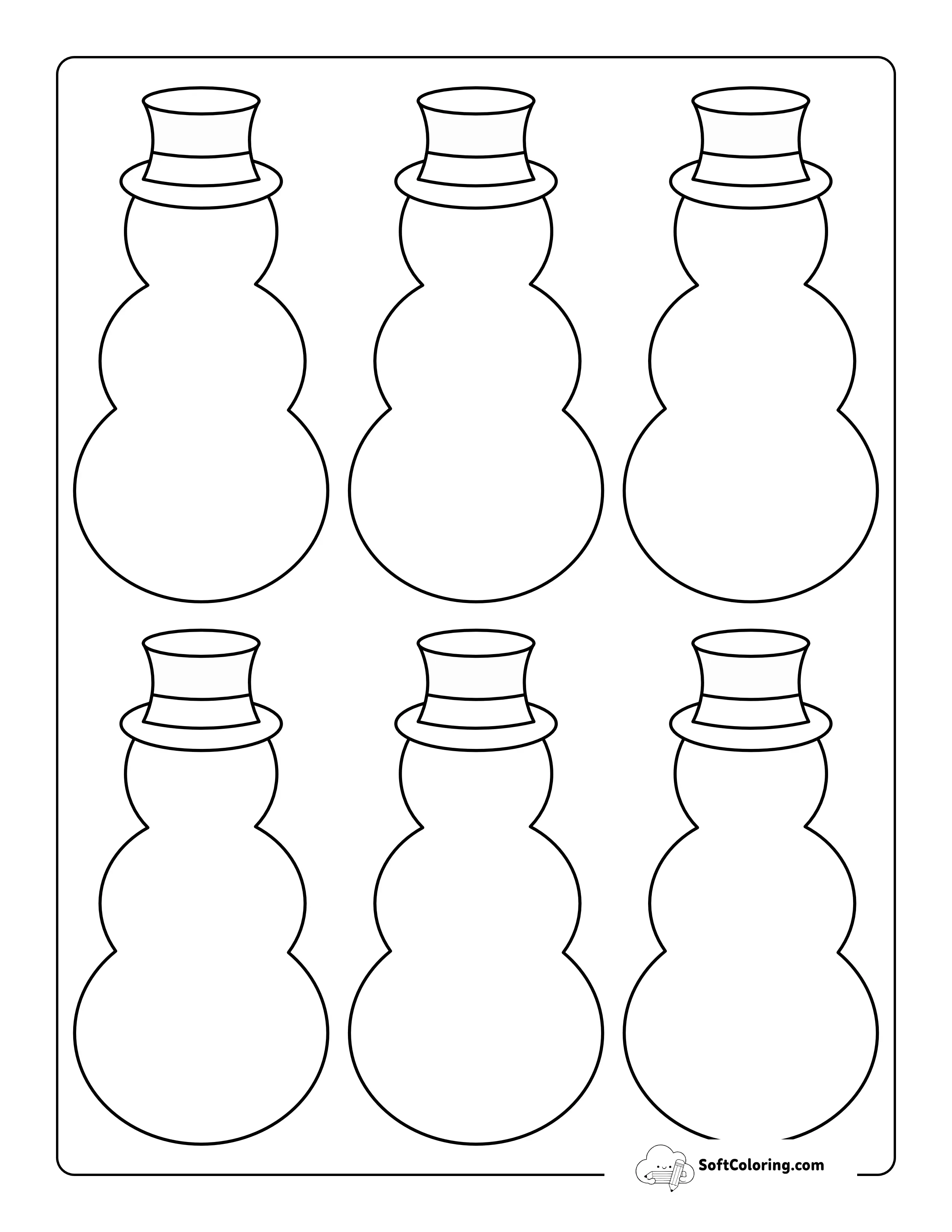 Snowman Outline With Hat - Small