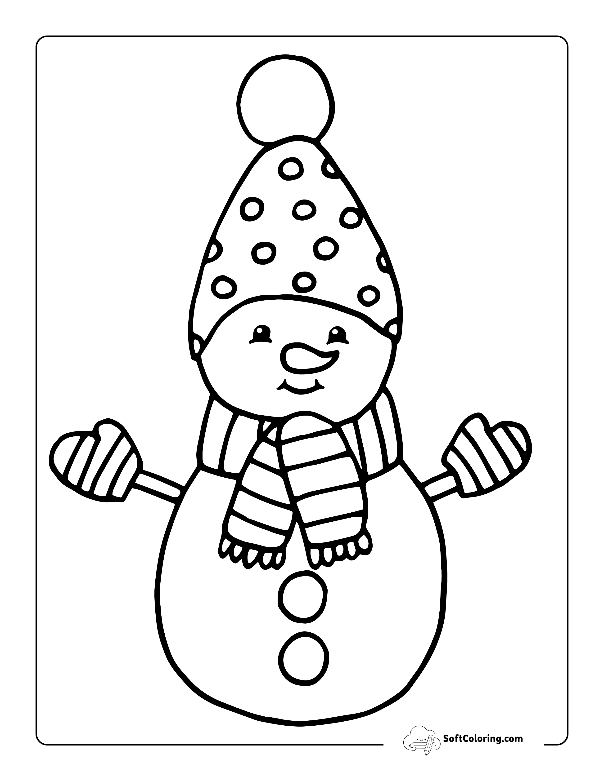 Snowman With Hat, Gloves, And Scarf
