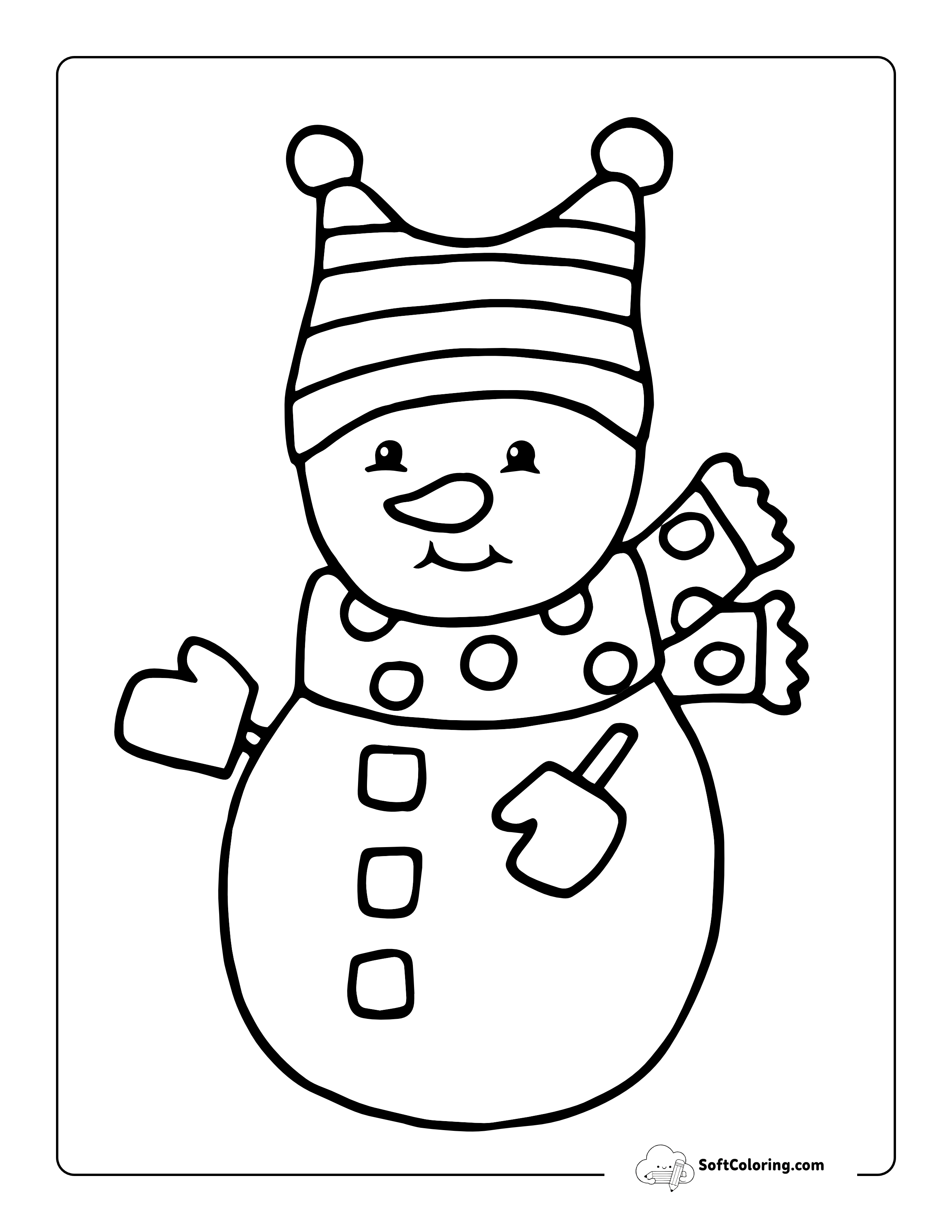 Snowman Template With Funny Hat