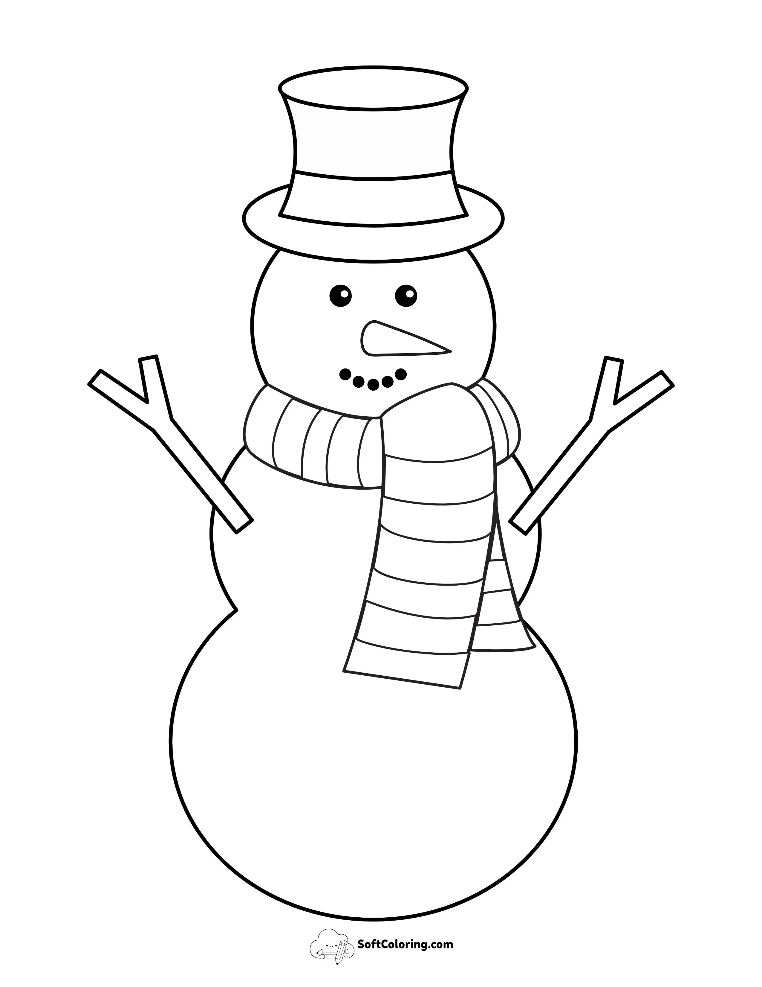 Snowman With Top Hat & Scarf - Large