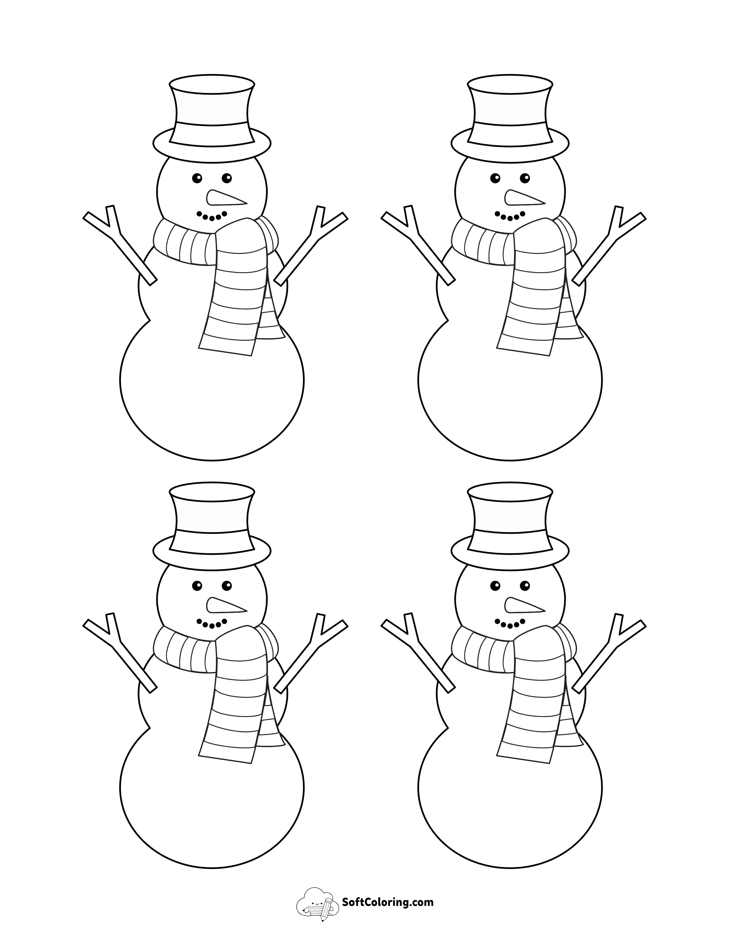 Snowman With Top Hat & Scarf - Small