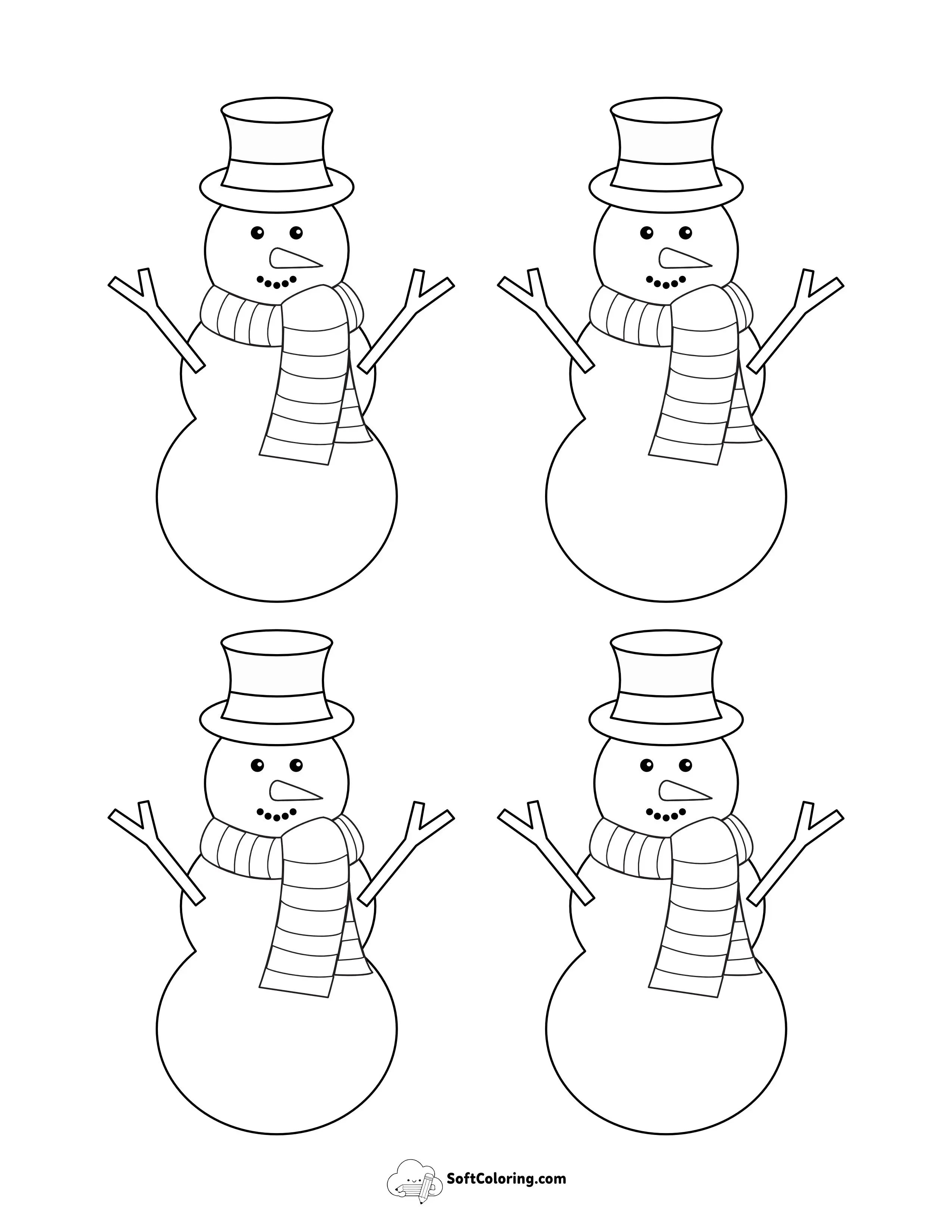 Snowman With Top Hat & Scarf - Small