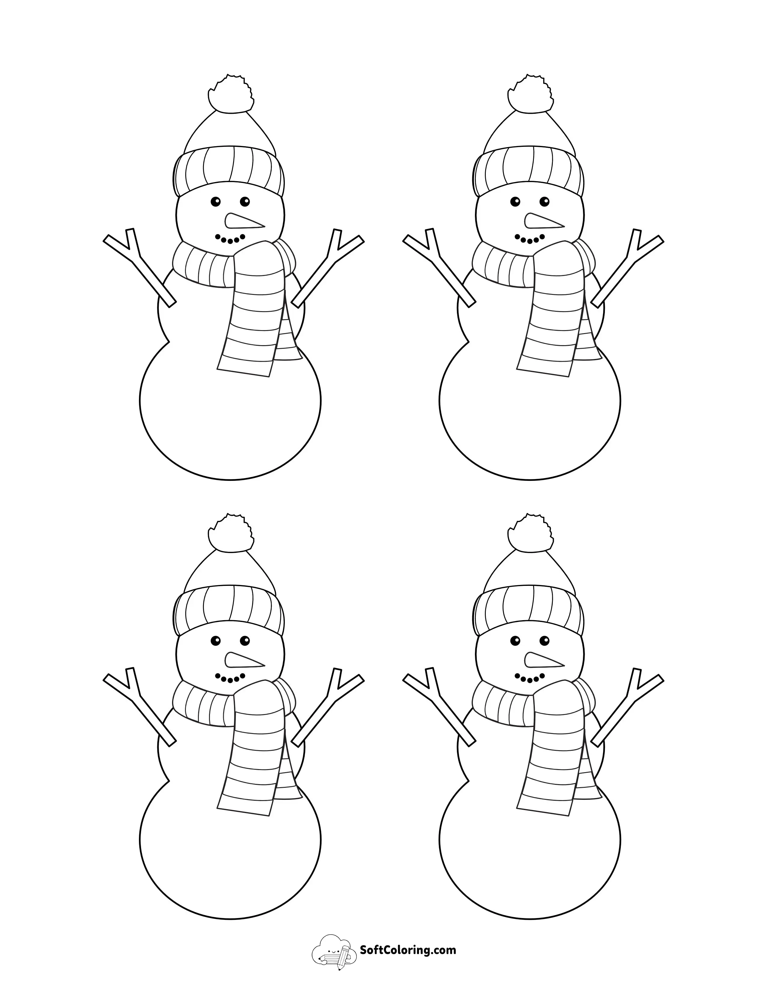 Snowman With Woolly Hat & Scarf - Small