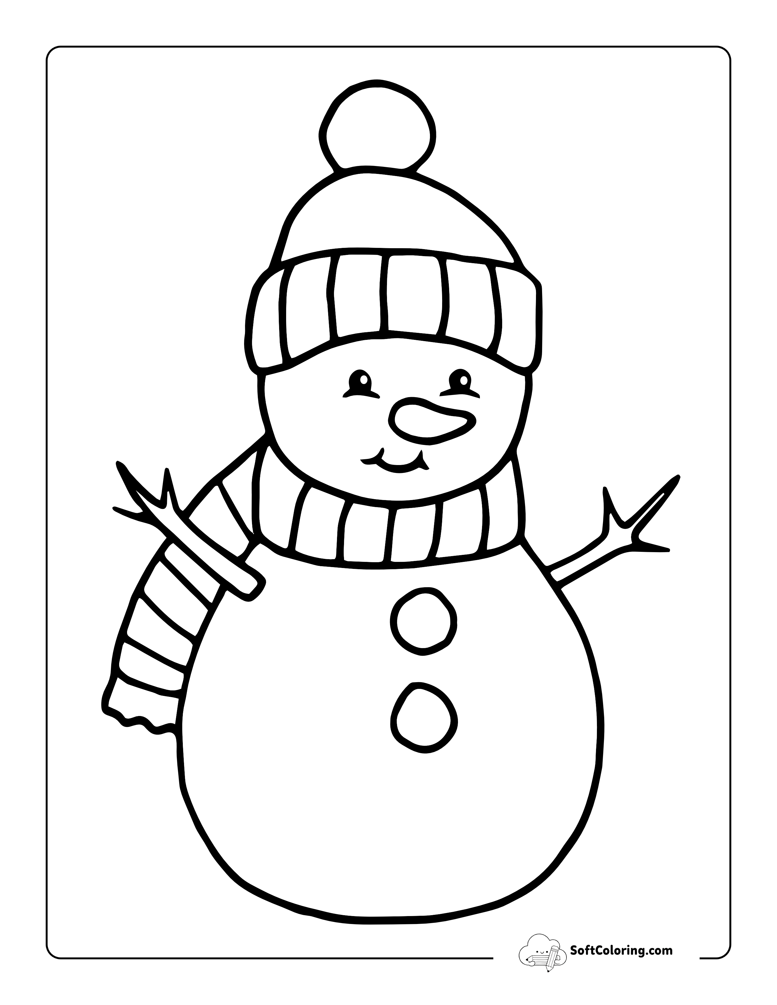 Happy Snowman To Color