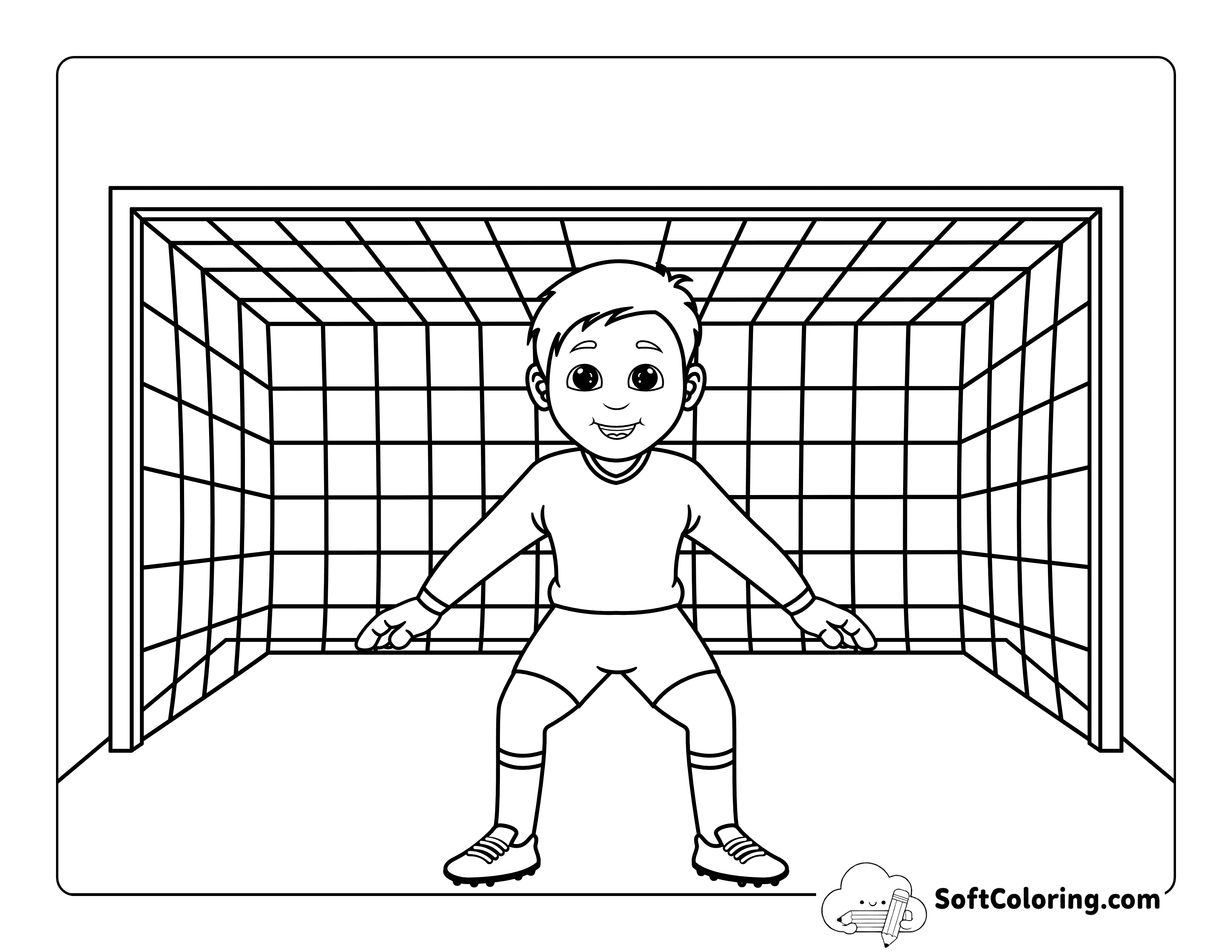 Cool Soccer Goalie Easy Coloring Page