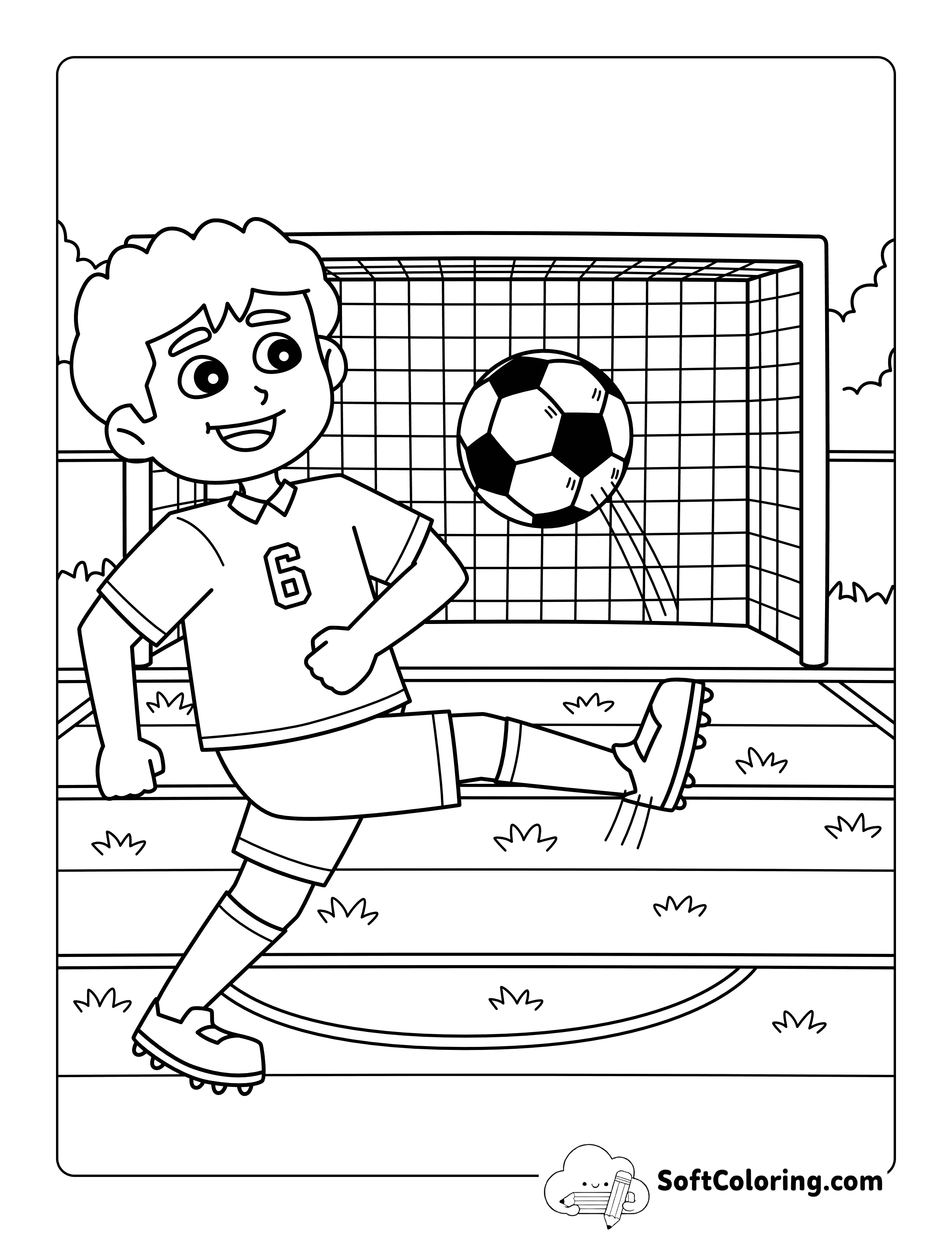 Easy Cool Soccer Player Kicking Goal