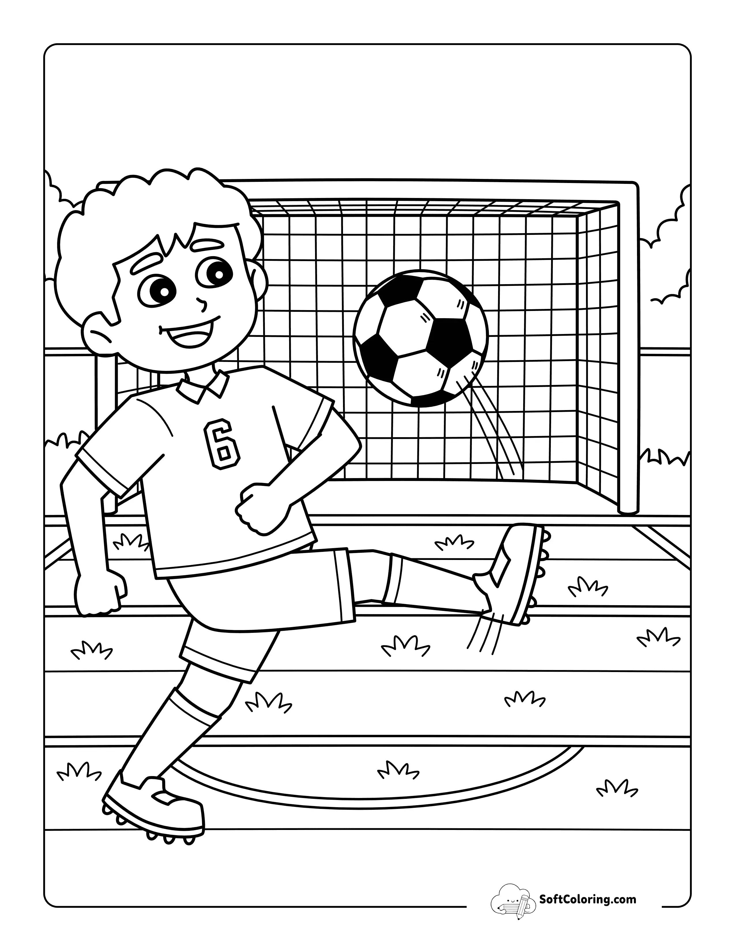 Easy Cool Soccer Player Kicking Goal