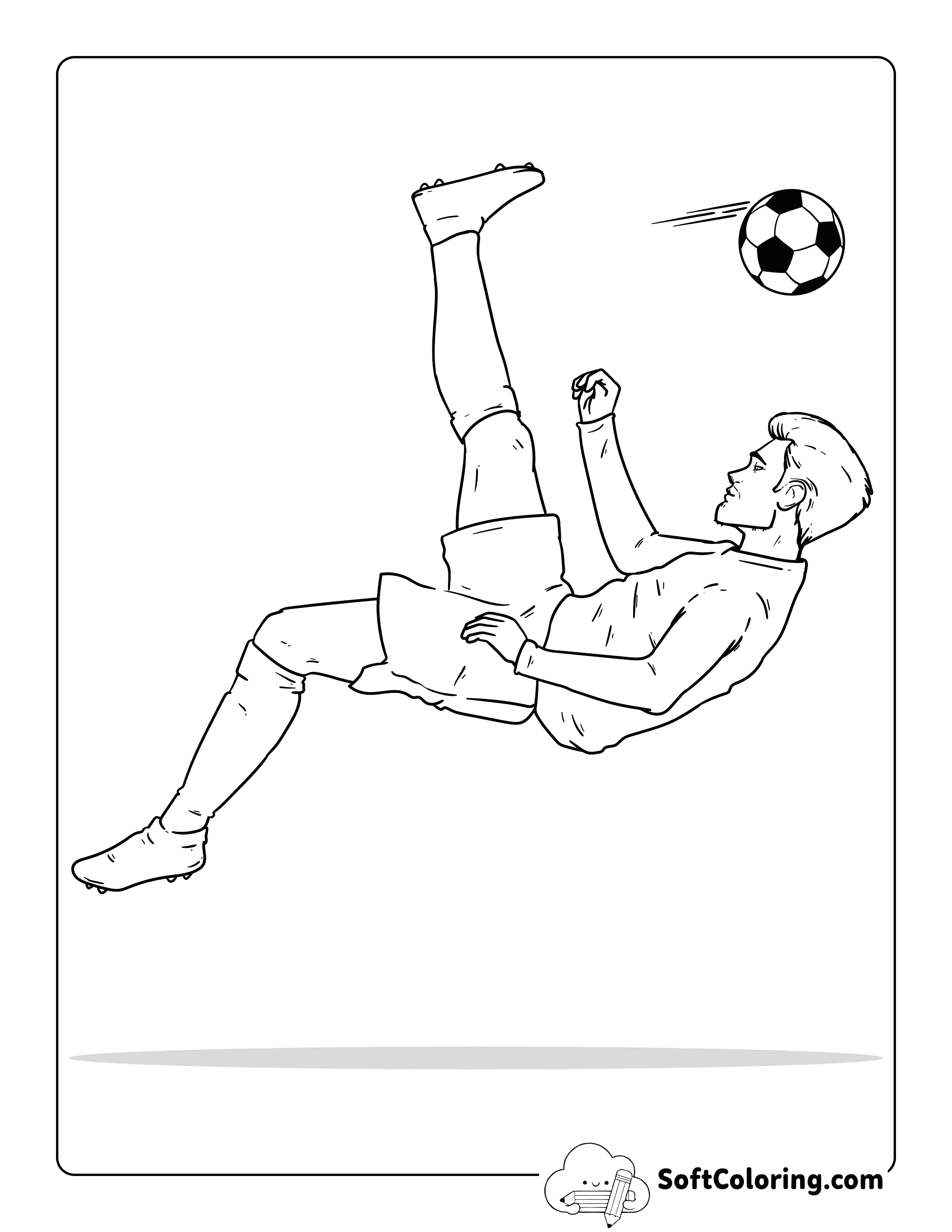 Realistic Soccer Player Bicycle Kick to Color