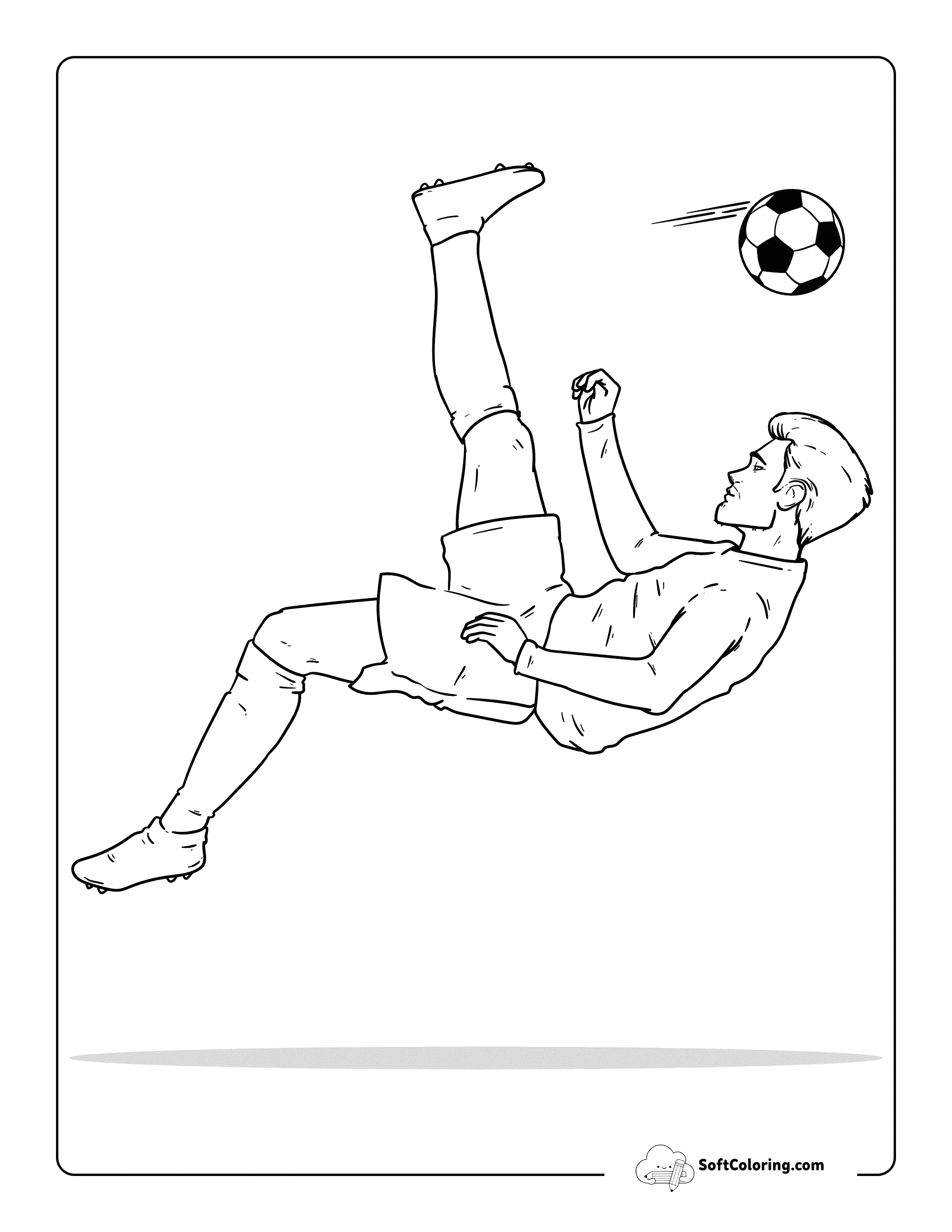 Realistic Soccer Player Bicycle Kick To Color