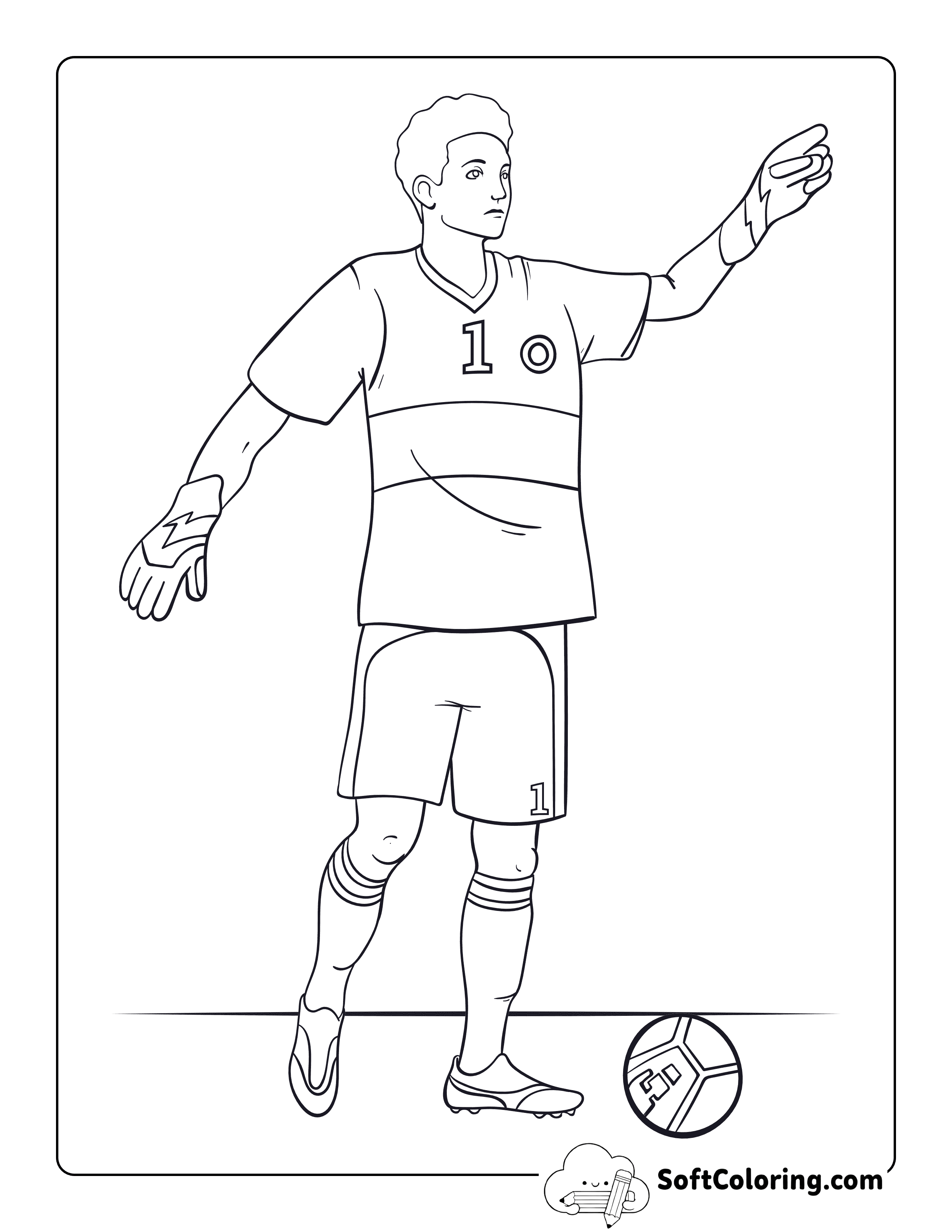 Easy Realistic Soccer Player Goalie Drawing to Color