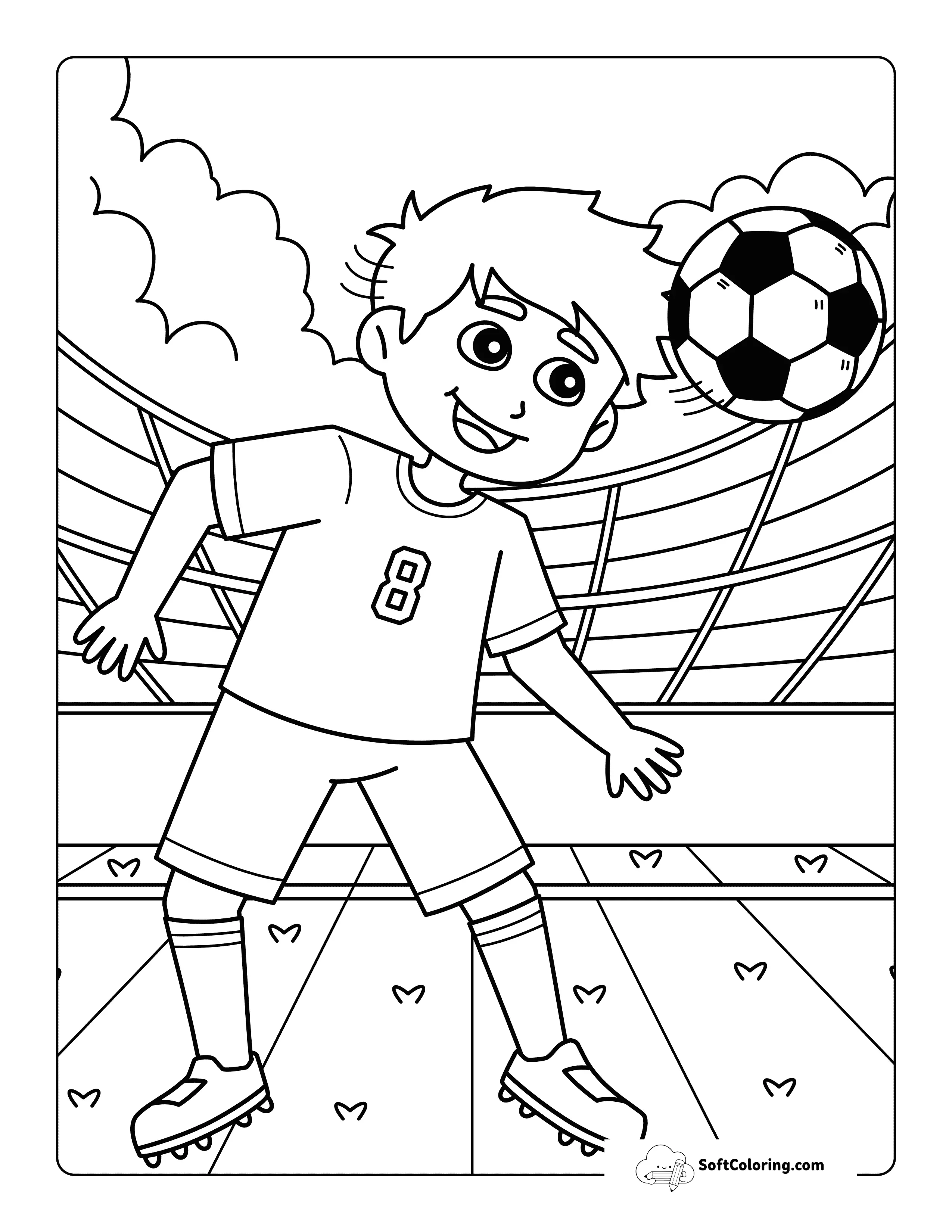 Easy Soccer Player Headbutting Soccer Ball