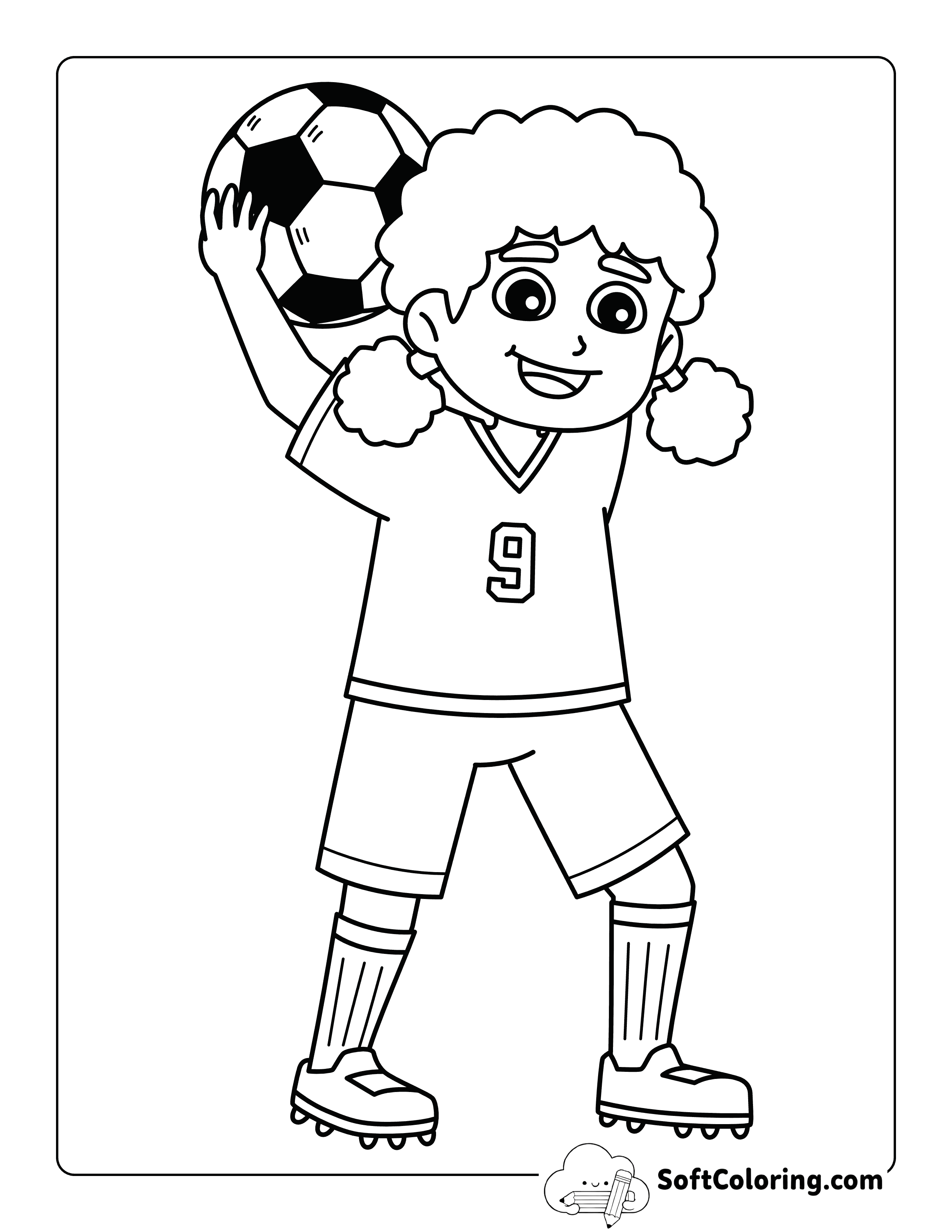 Girl Soccer Player Throwing Soccer Ball to Color