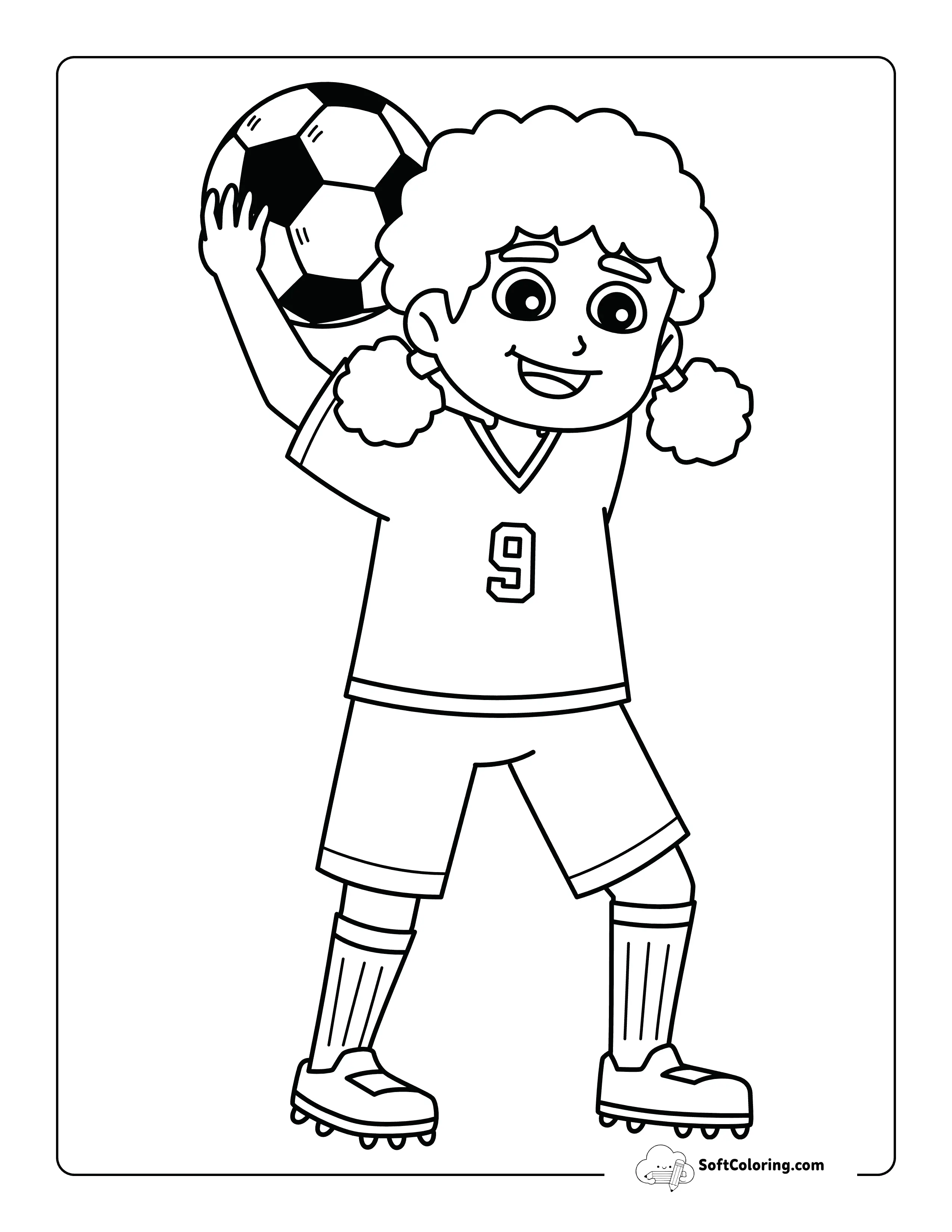 Girl Soccer Player Throwing Soccer Ball To Color