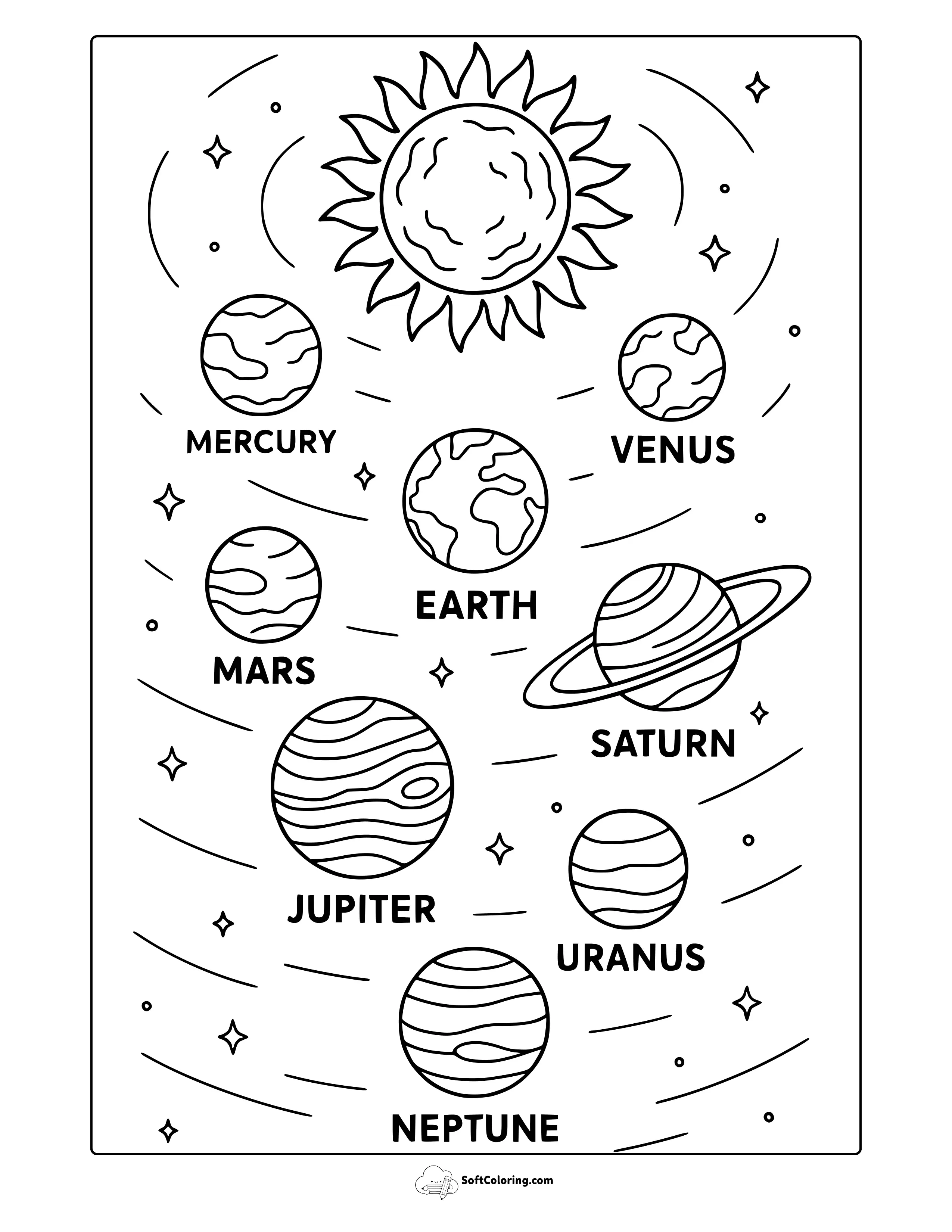 Solar System Planets Coloring Page