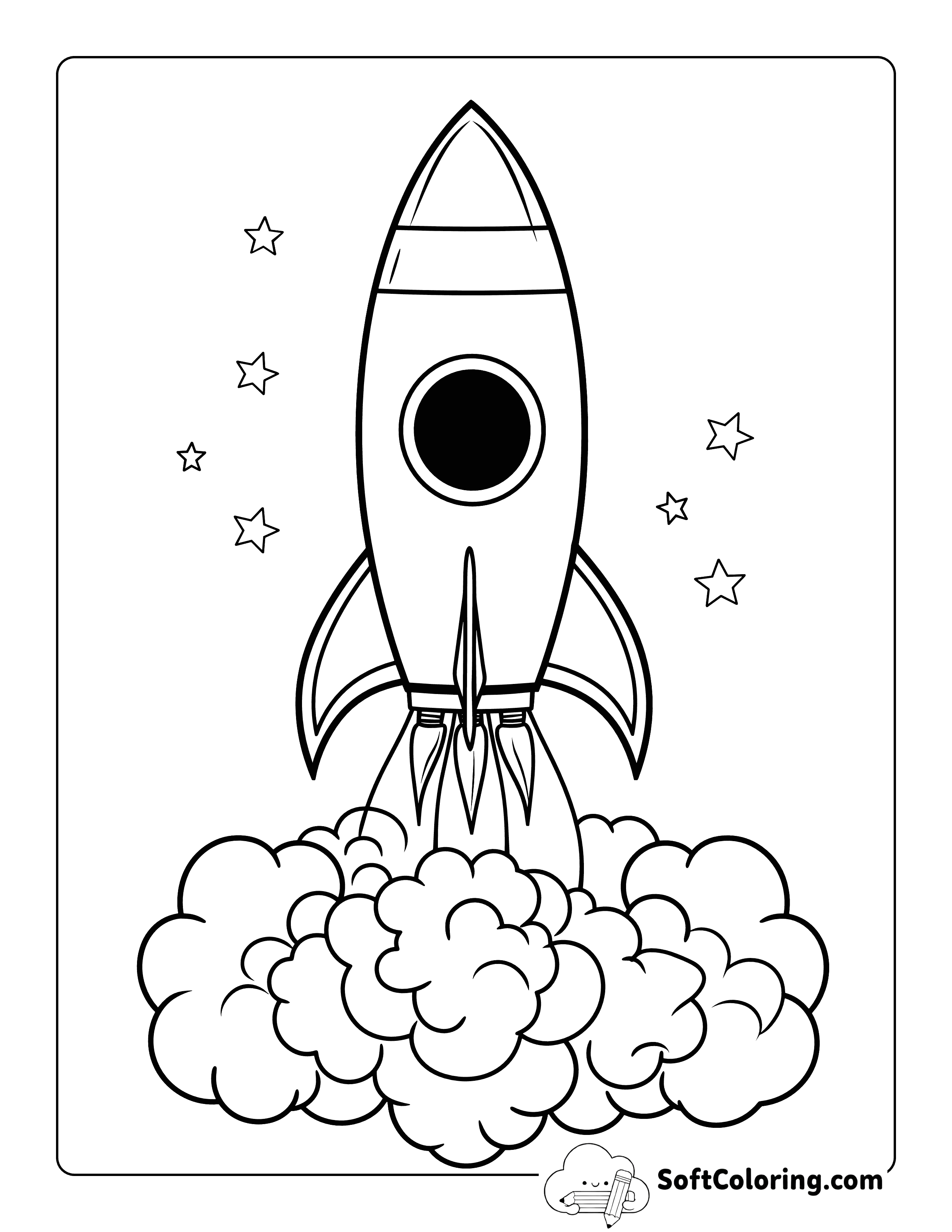 Rocket Launching Space Coloring Page for Kids