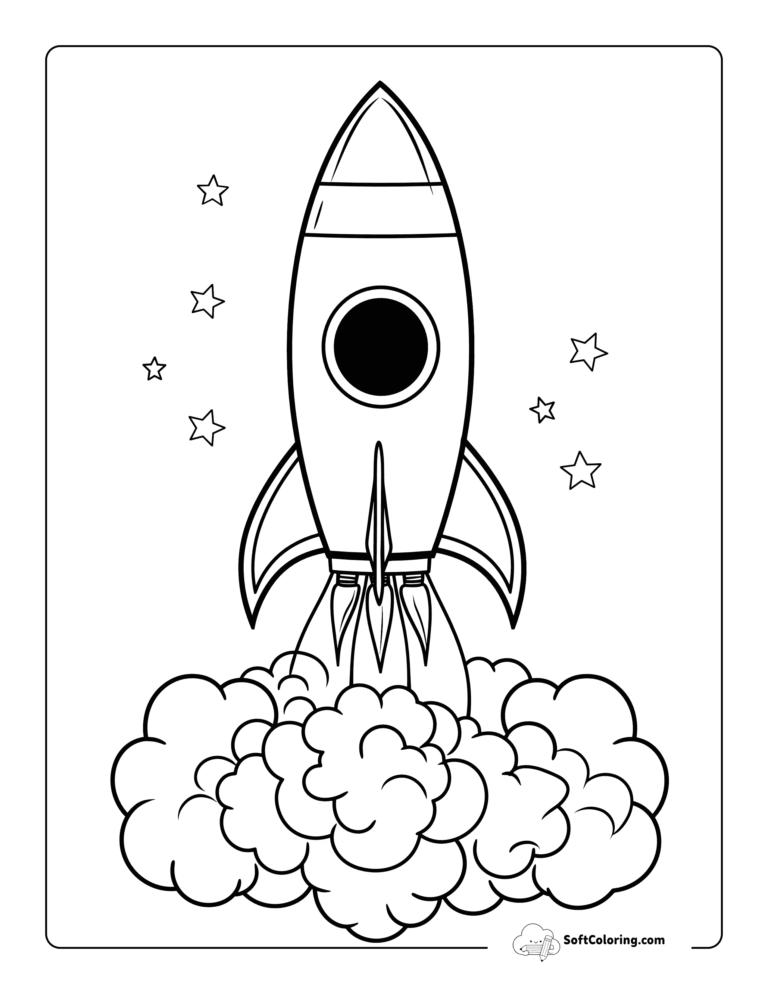 Rocket Launching Space Coloring Page For Kids