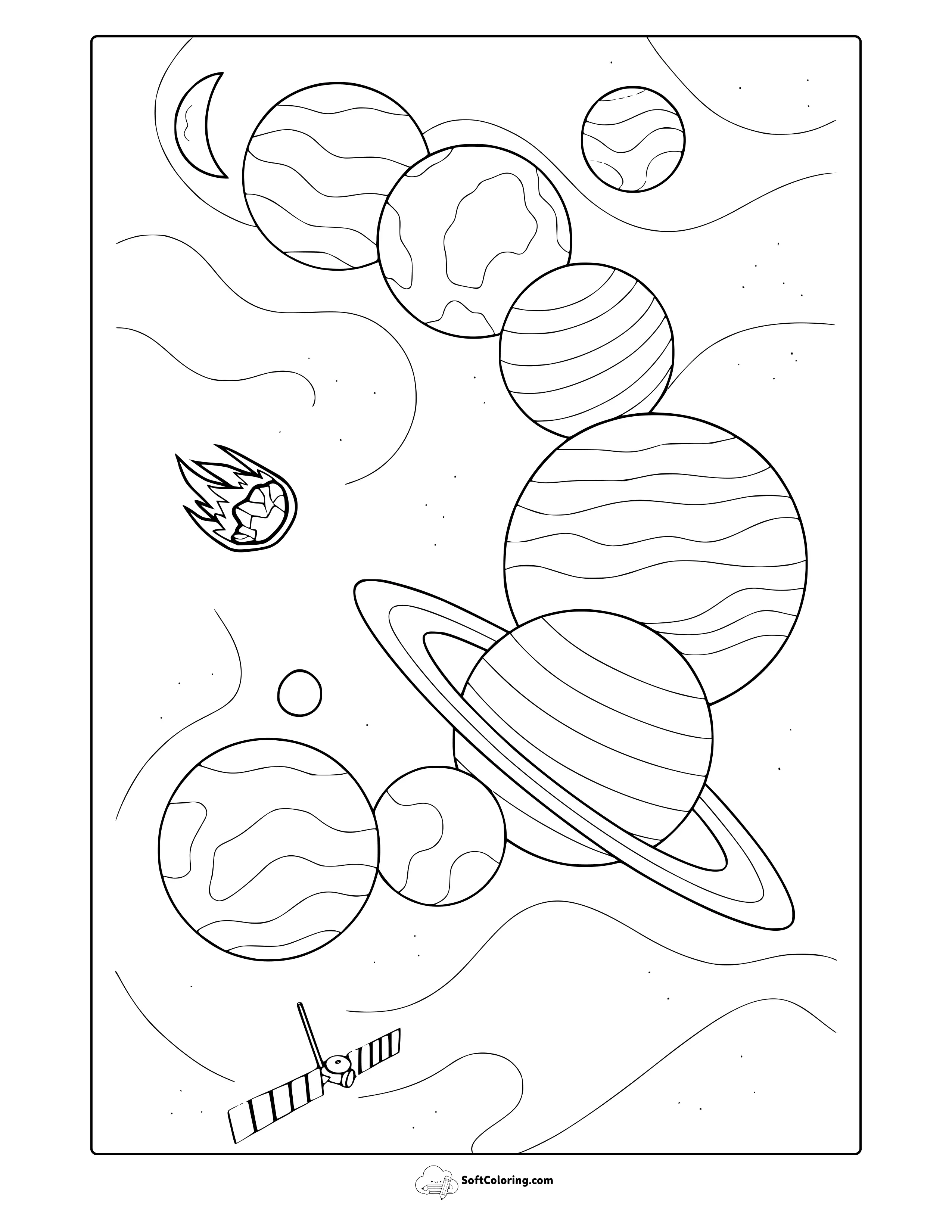 Space Planets Coloring Page