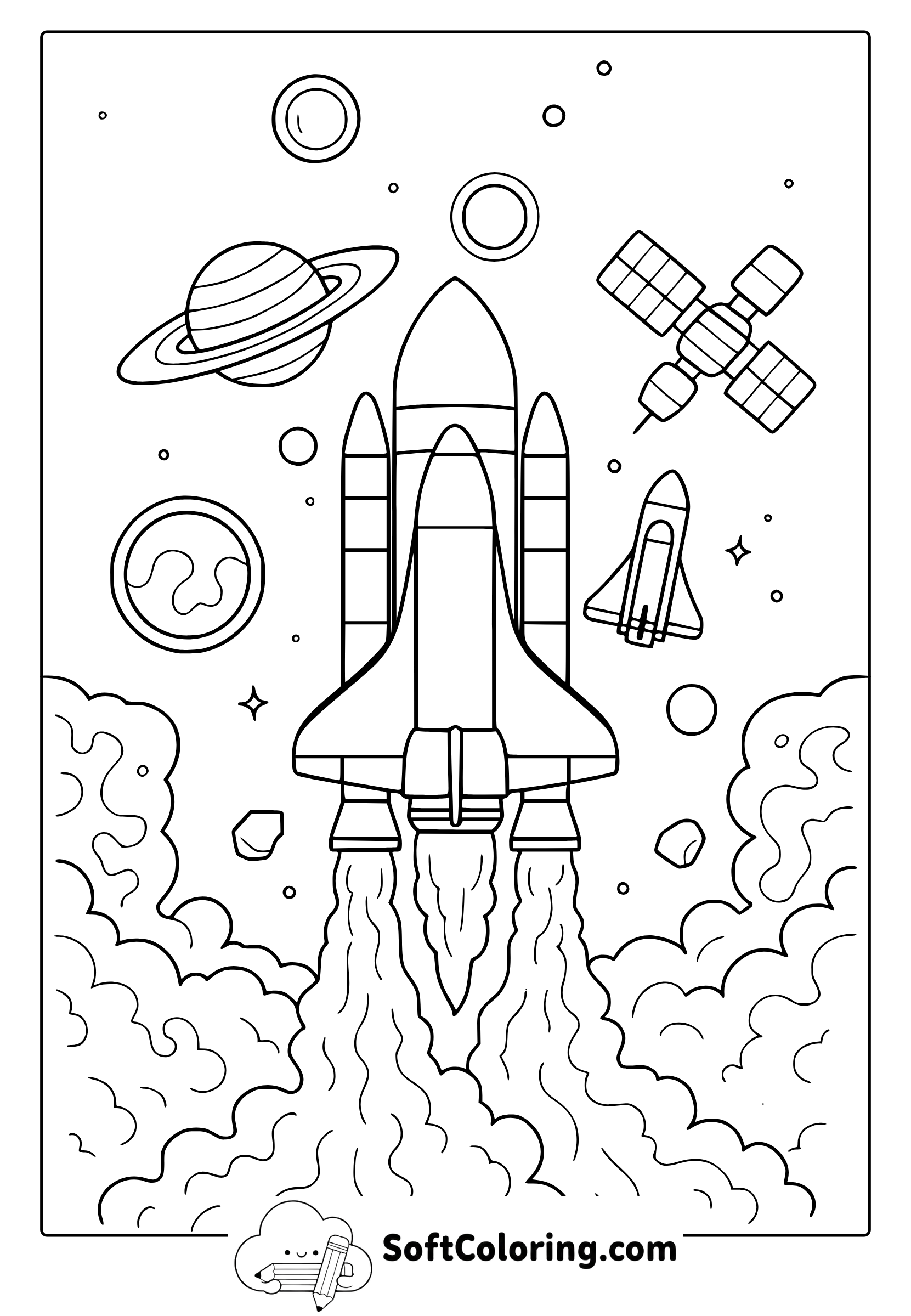 space rocket coloring page