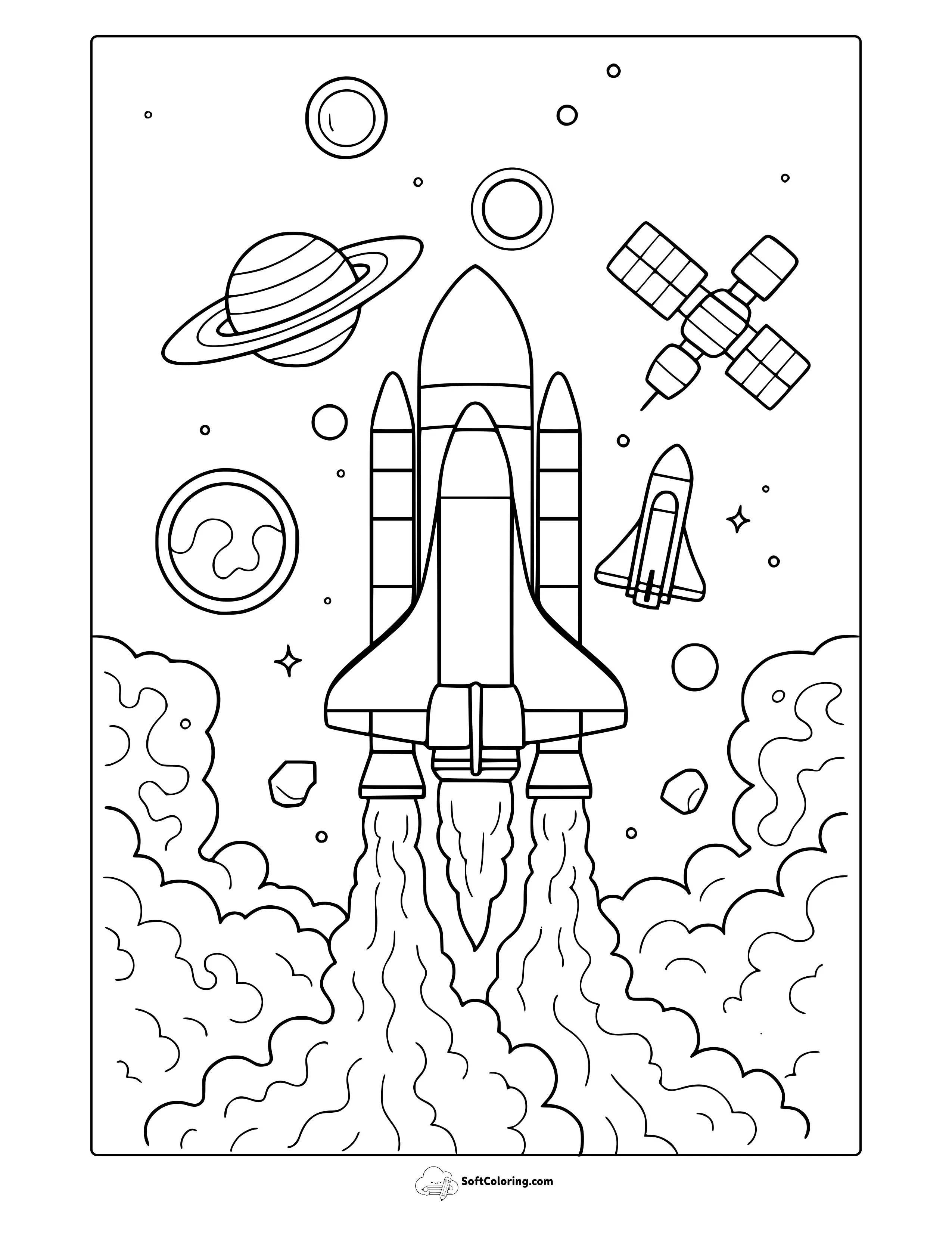 Space Rocket Coloring Page